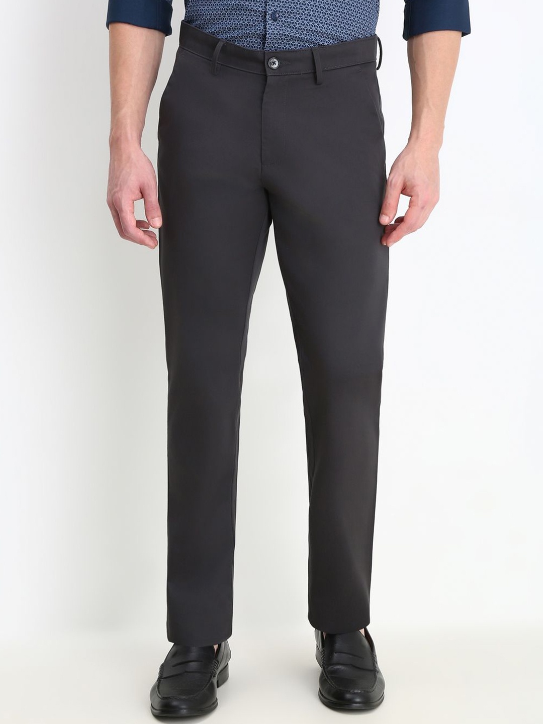 

Allen Solly Men Cotton Mid-Rise Trousers, Charcoal