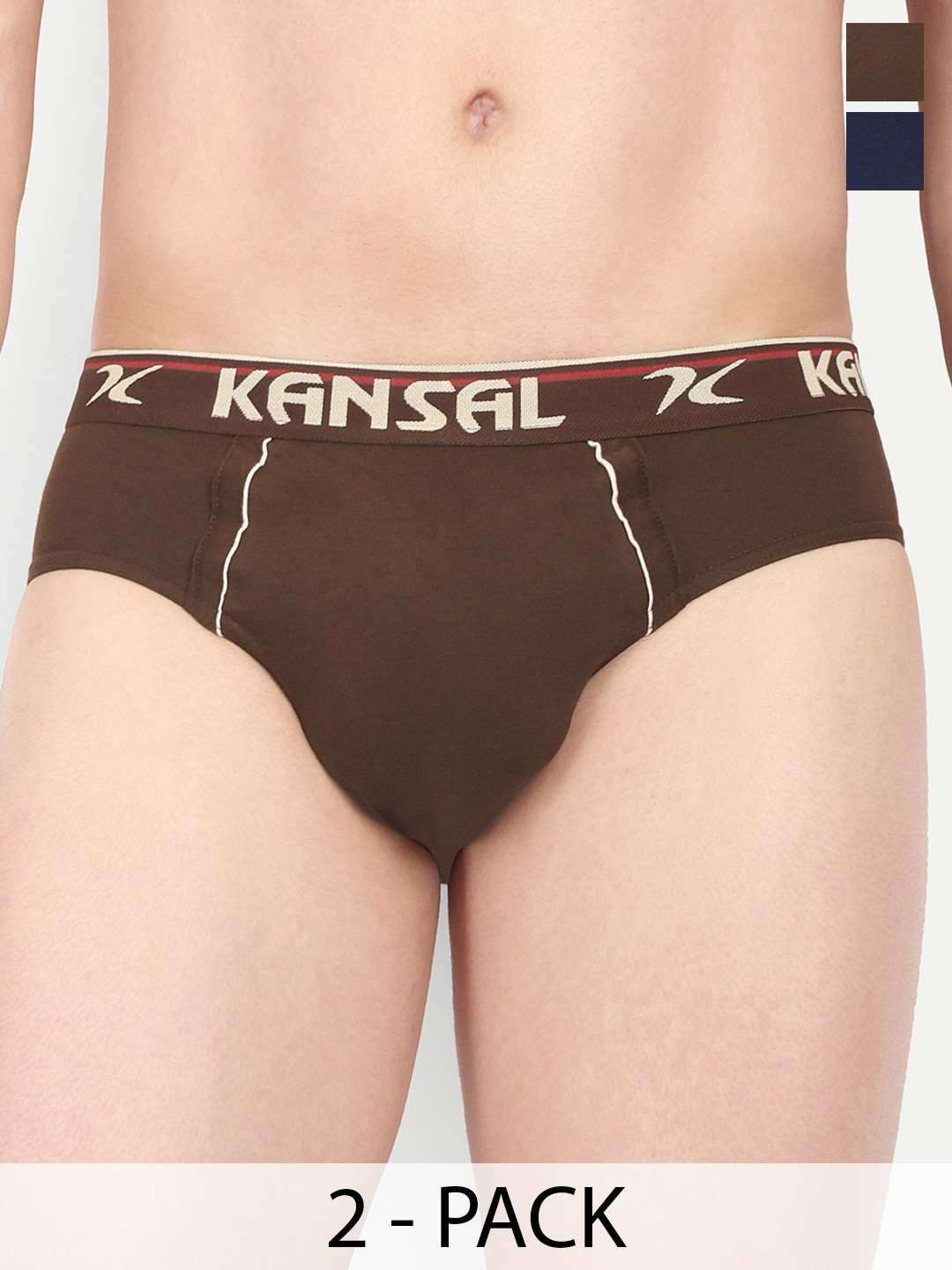 

KANSAL Men Pack Of 2 Combed Cotton Basic Briefs9-CUT_1062_P2_NMst, Navy blue
