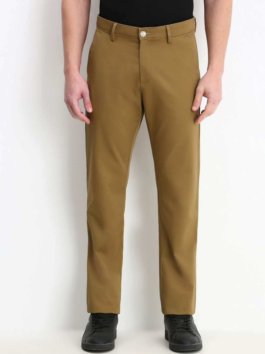 

Allen Solly Men Cotton Mid-Rise Slim Fit Formal Trouser, Khaki