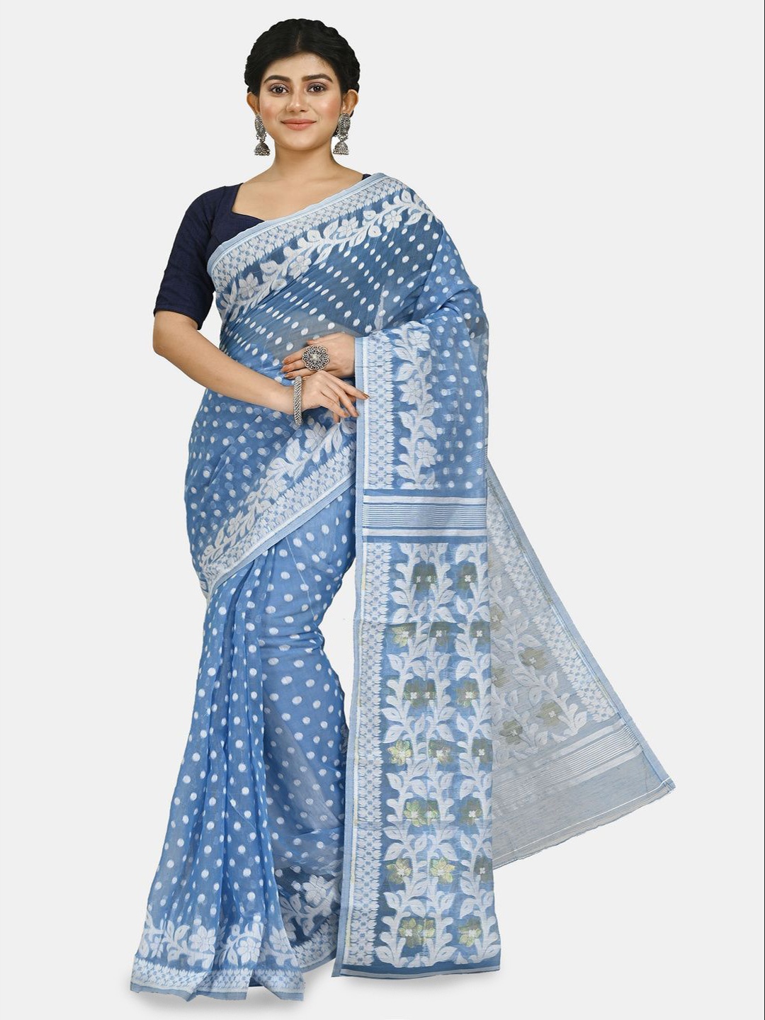 

Crochetin Woven Design Saree, Blue