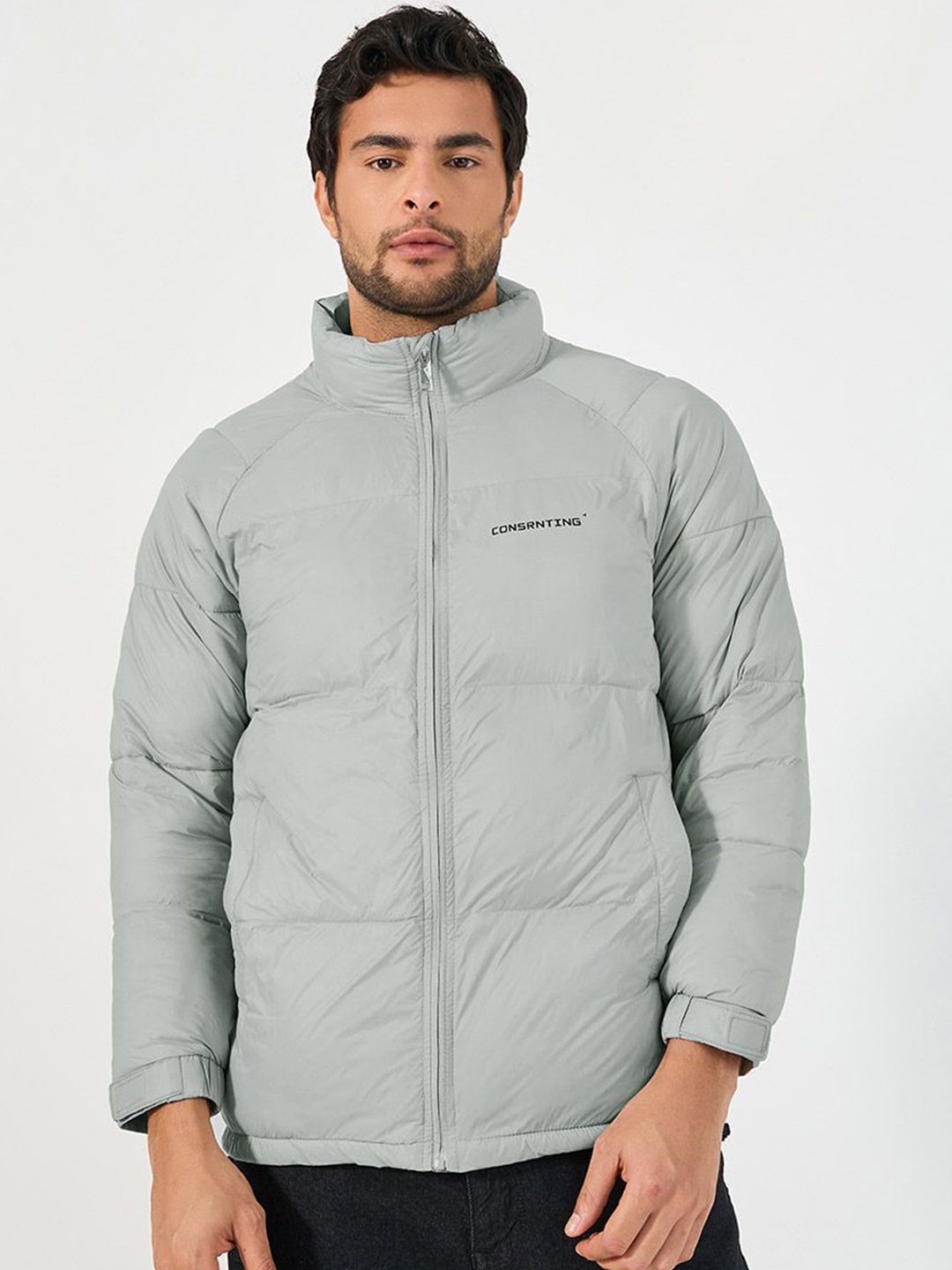 

Styli Stand Collar Puffer Jacket, Grey