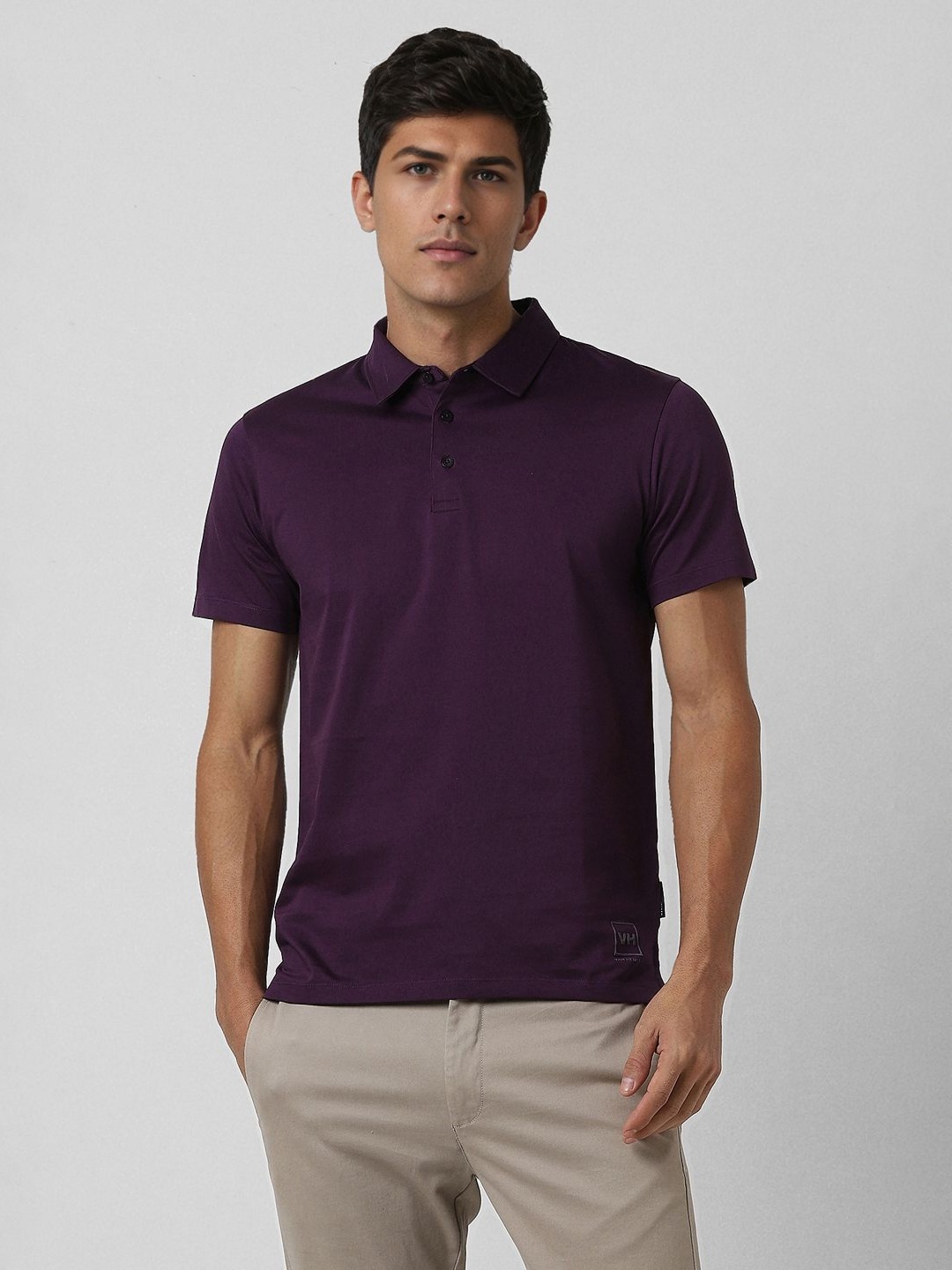 

V Dot Men Polo Collar Slim Fit T-shirt, Purple