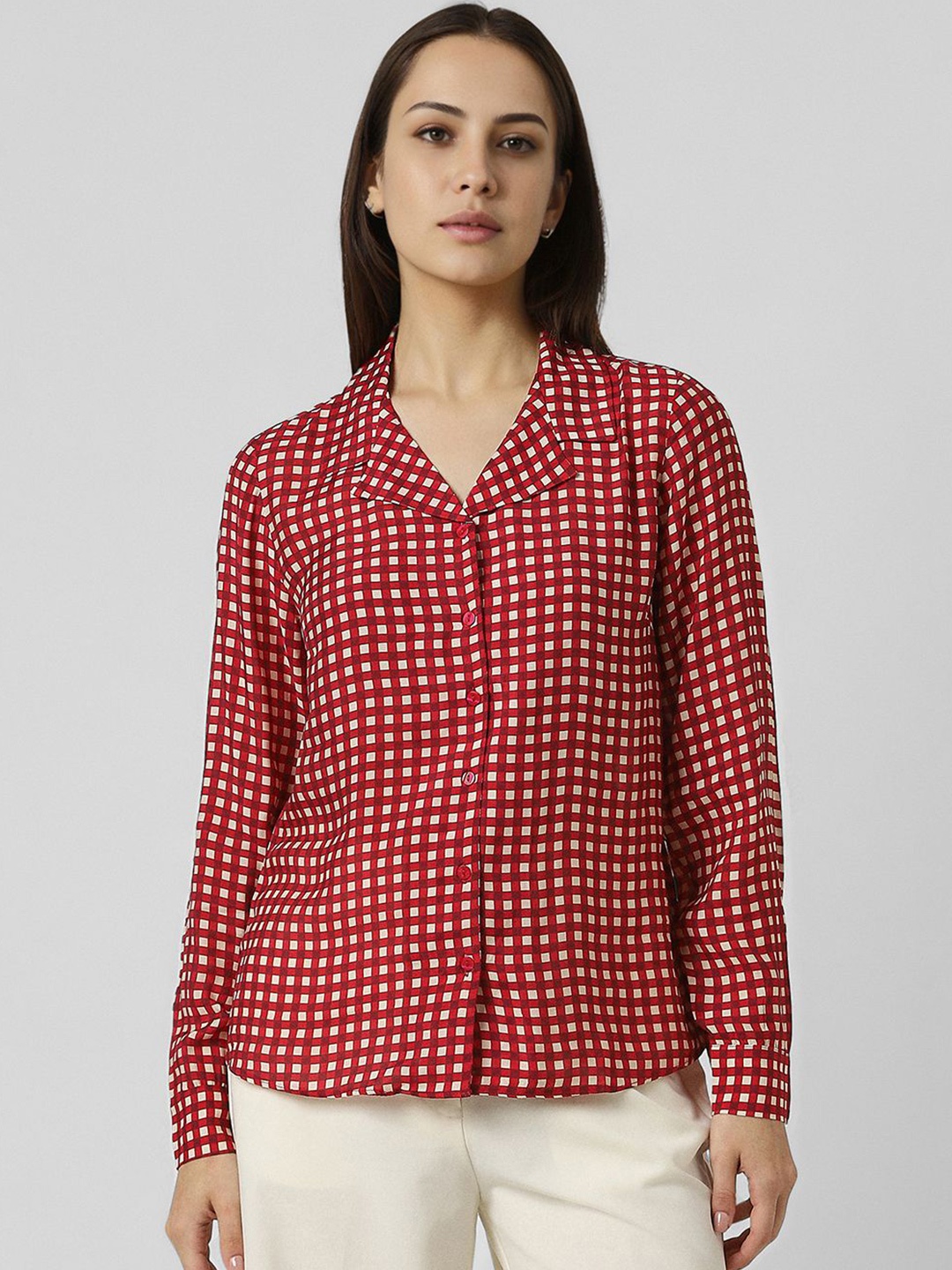 

Van Heusen Woman Women Opaque Checked Formal Shirt, Red