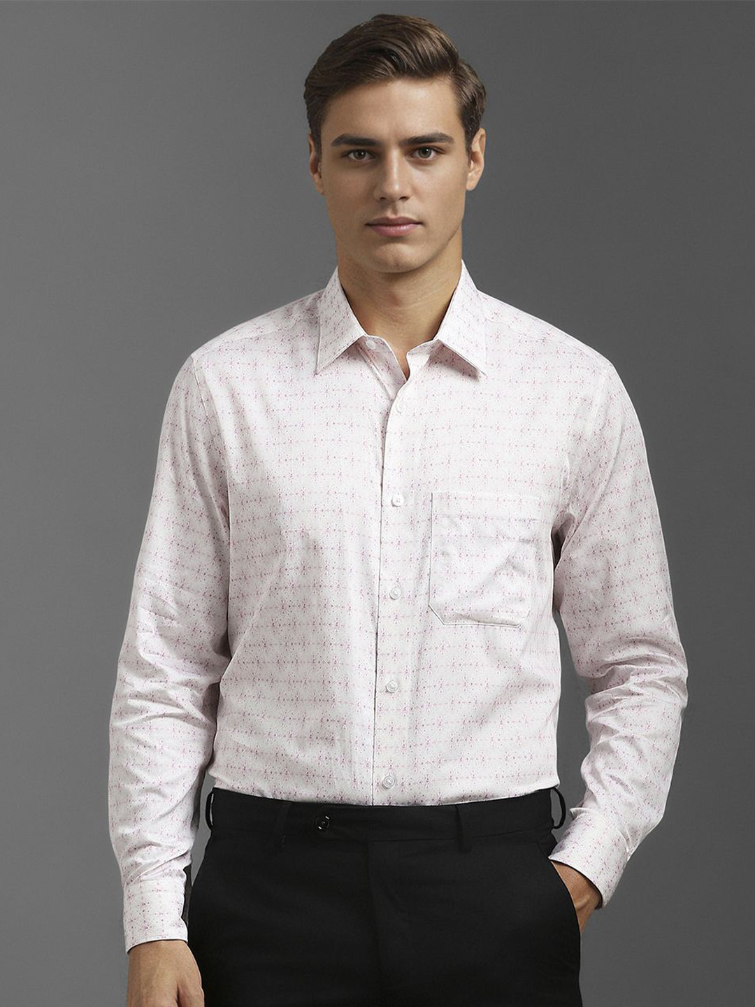 

Louis Philippe Men Classic Opaque Printed Formal Shirt, White