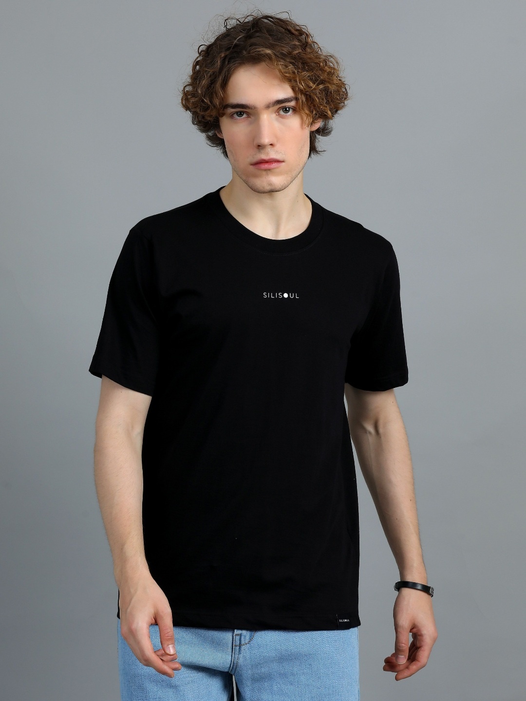

SILISOUL Men Brand Logo Bio Finish Pockets T-shirt, Black