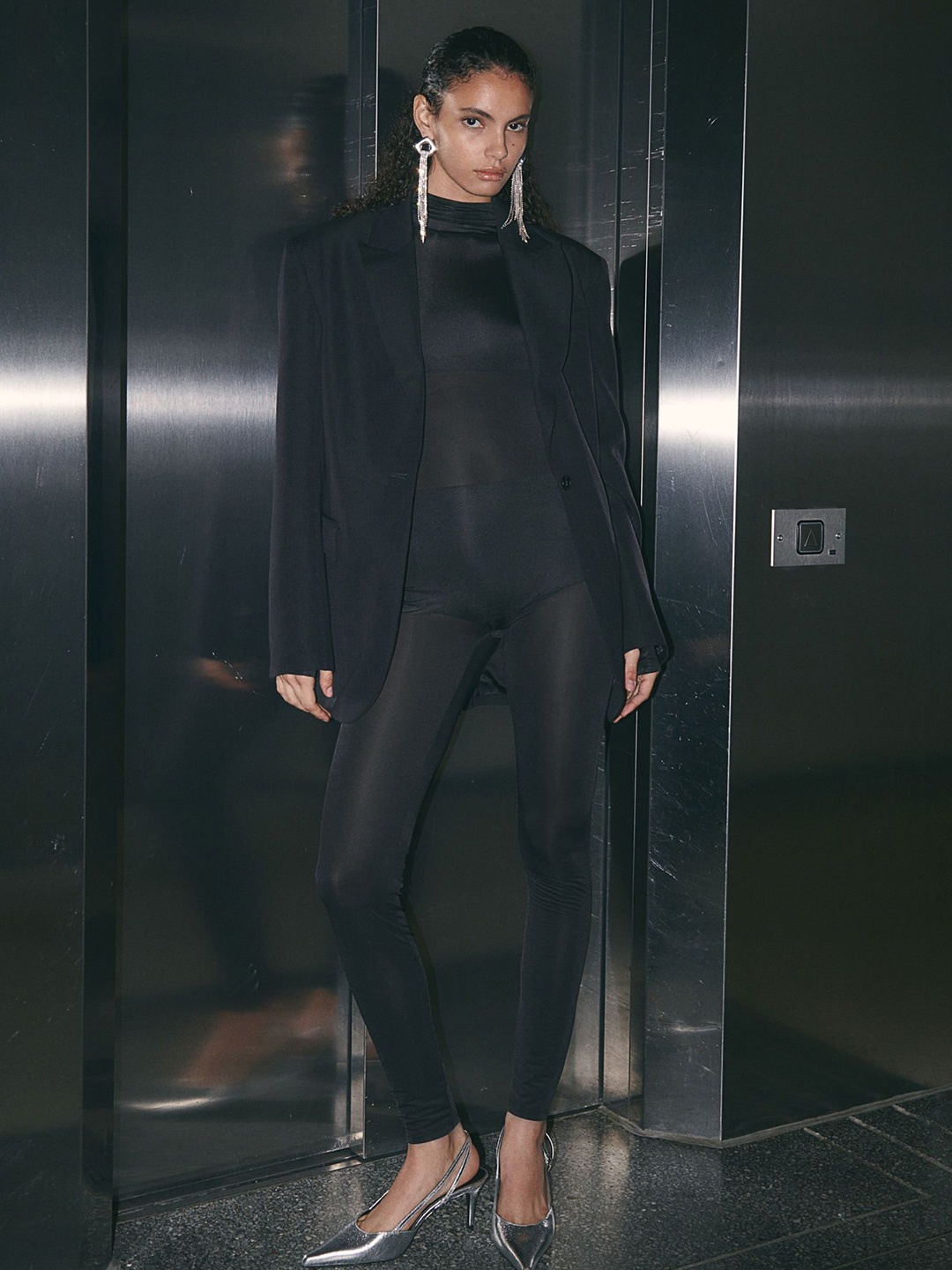 

H&M Long-Sleeved Unitard Jumpsuit, Black