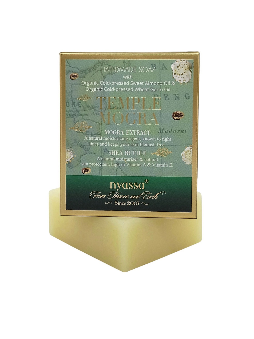 

Nyassa Temple Mogra Soap With Mogra Extract & Shea Butter - 150 g, White