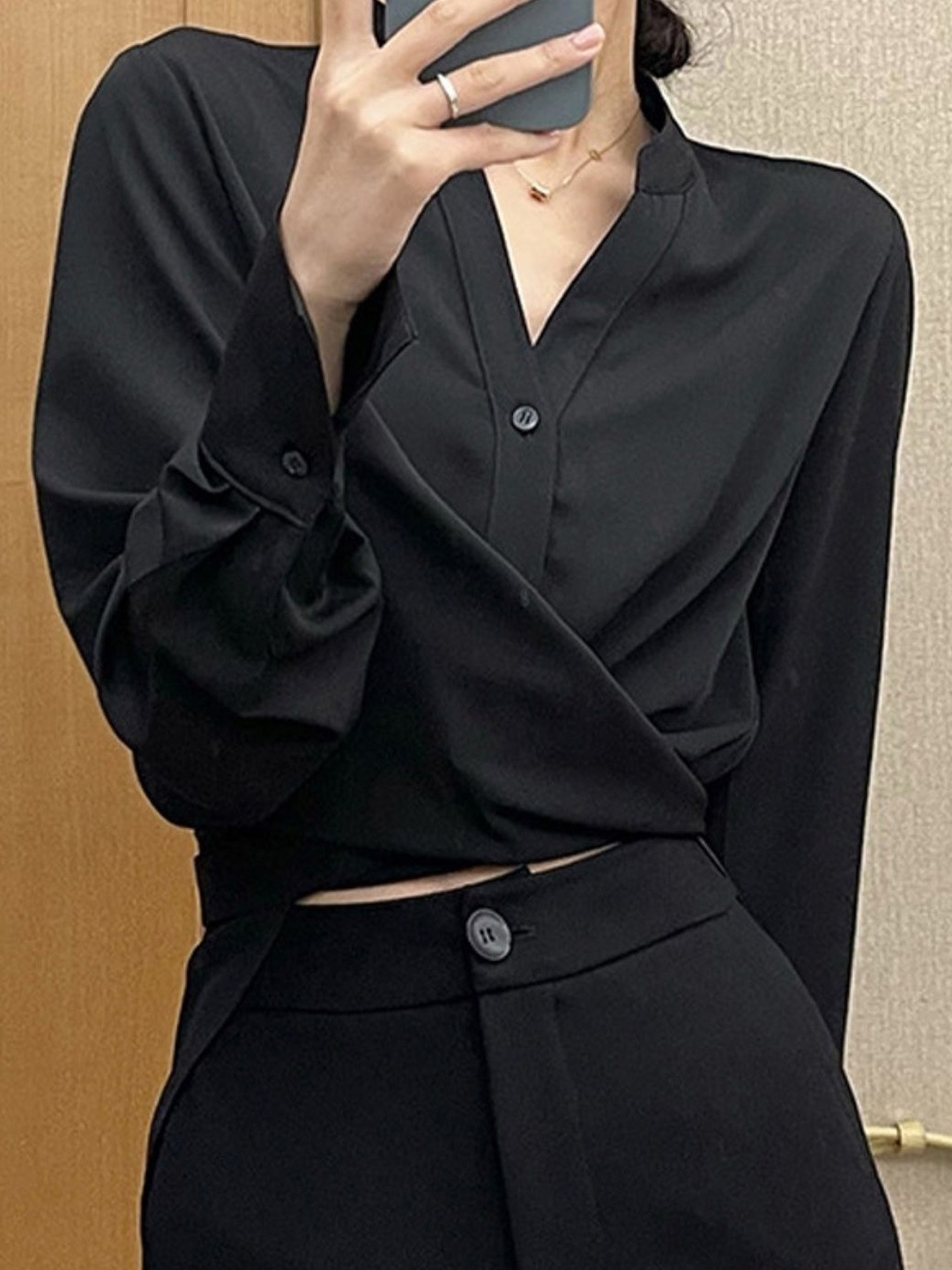 

HERE&NOW Women Smart Slim Fit Opaque Casual Shirt, Black