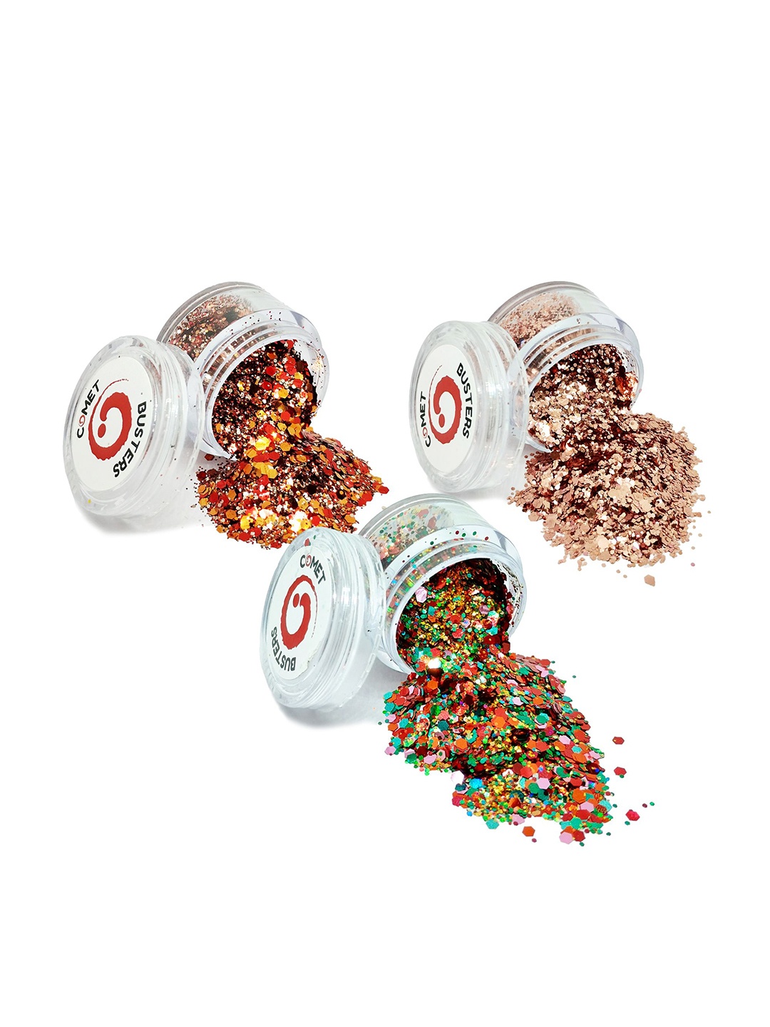

Comet Busters Set Of 3 Face Chunky Glitter Body Shimmer Eye Makeup - 5 g Each - Multi, Yellow