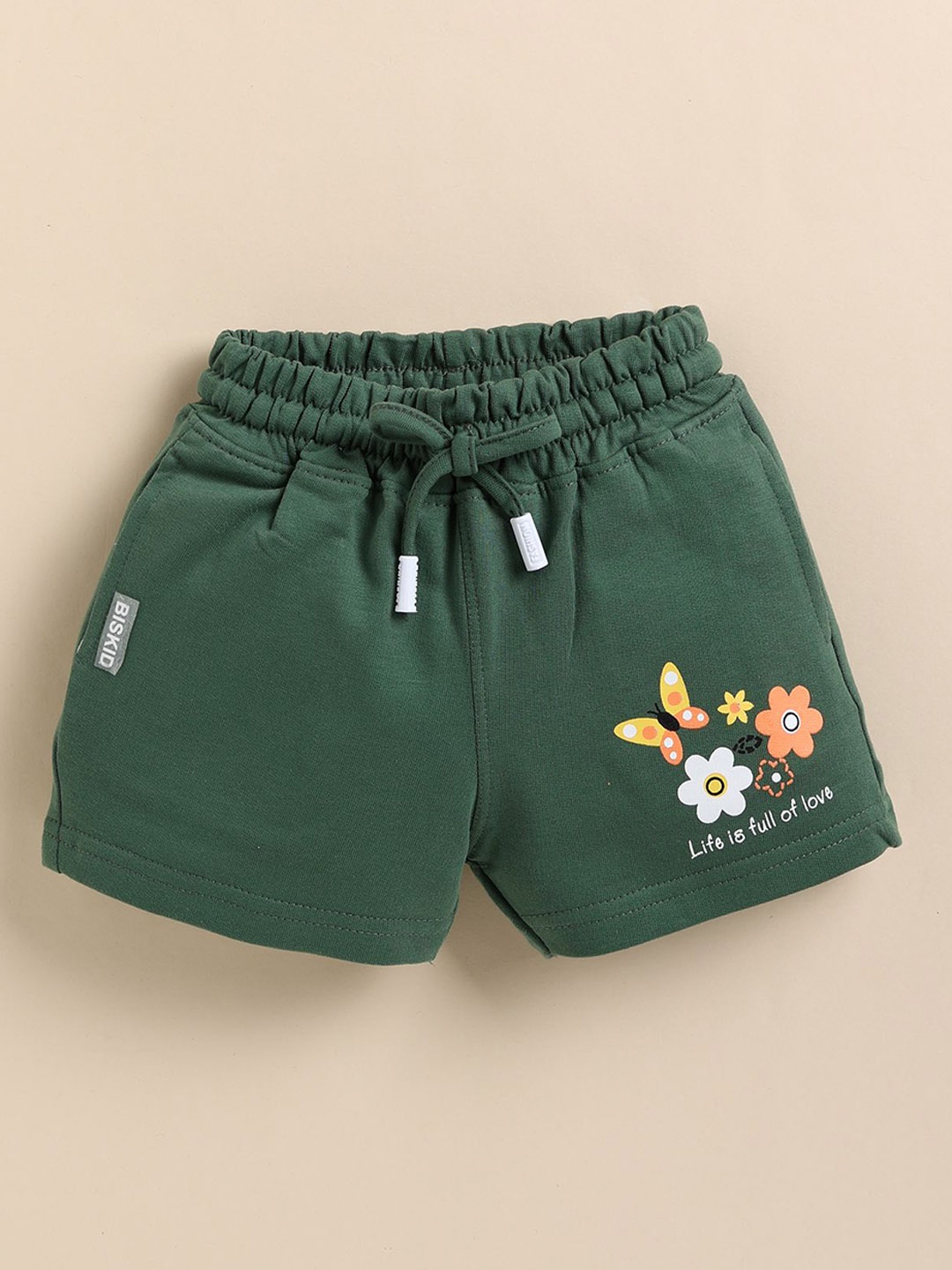 

Annie Girls Conversational Printed Cotton Regular Fit Mid-Rise Shorts, Green