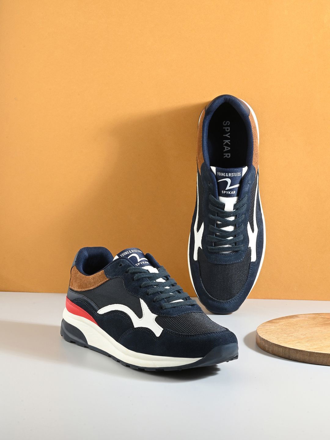 

SPYKAR Men Colourblocked Lace-Ups Sneakers, Navy blue