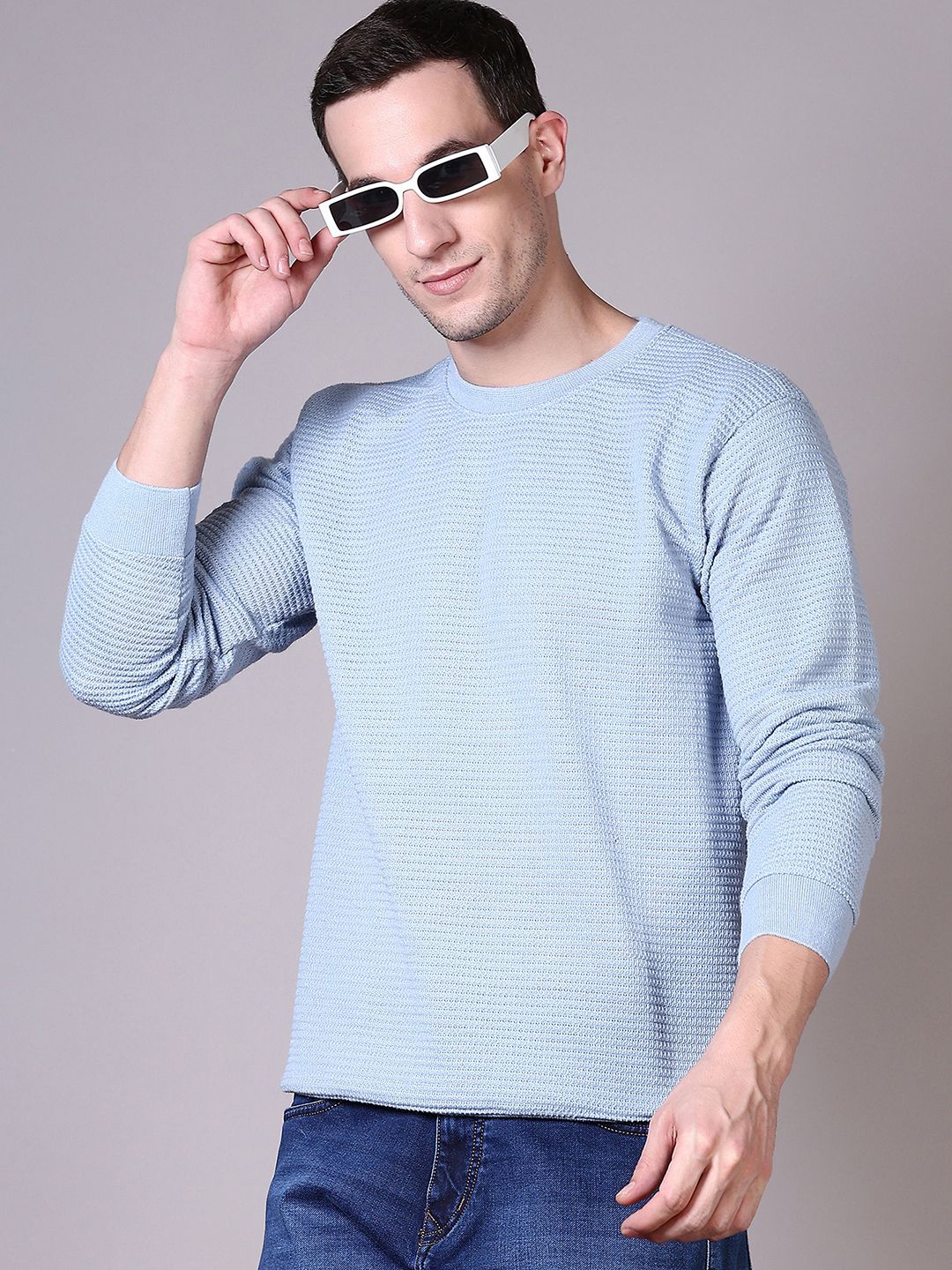 

V-Mart Men Ribbed Pullover, Blue