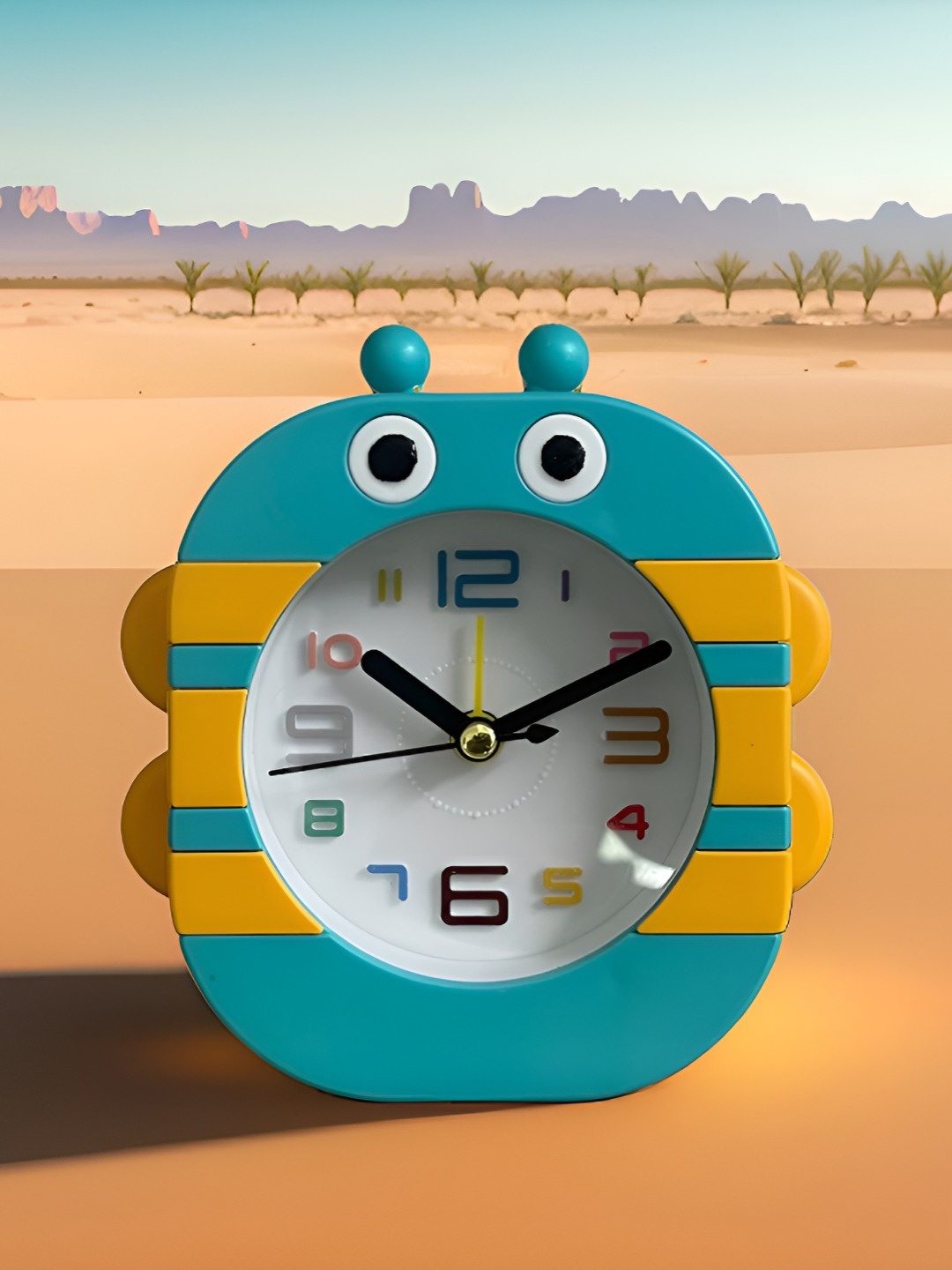 

Spiaty Blue & Yellow Printed Cartoon Shaped Round Alarm Clock