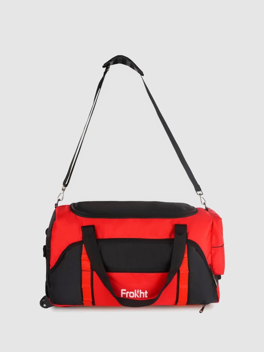 

Frokht Colourblocked Large Gym Duffel Bag With Adjustable Detachable Strap 42 L, Red