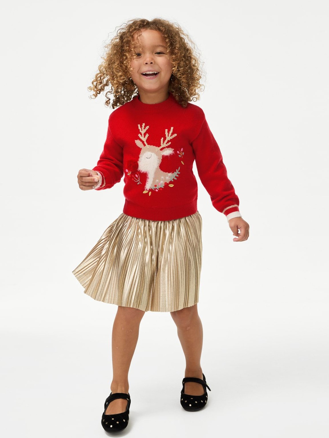 

Marks & Spencer Girls Embroidered Pullover, Red