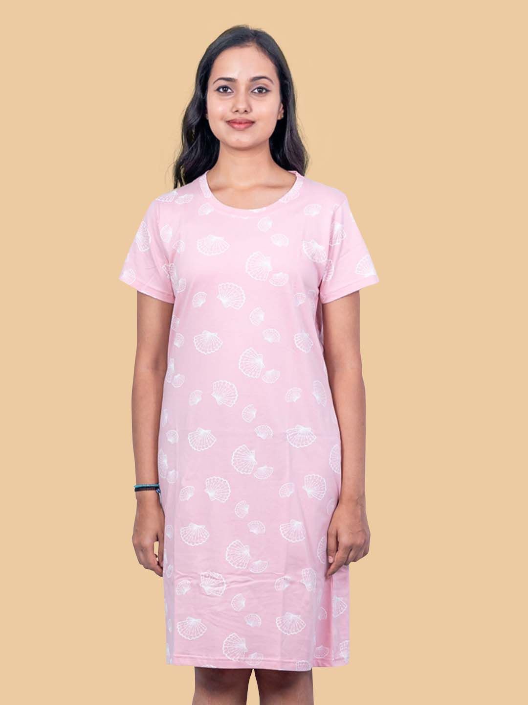 

Kryptic Women Pure Cotton Printed Nightdress, Pink