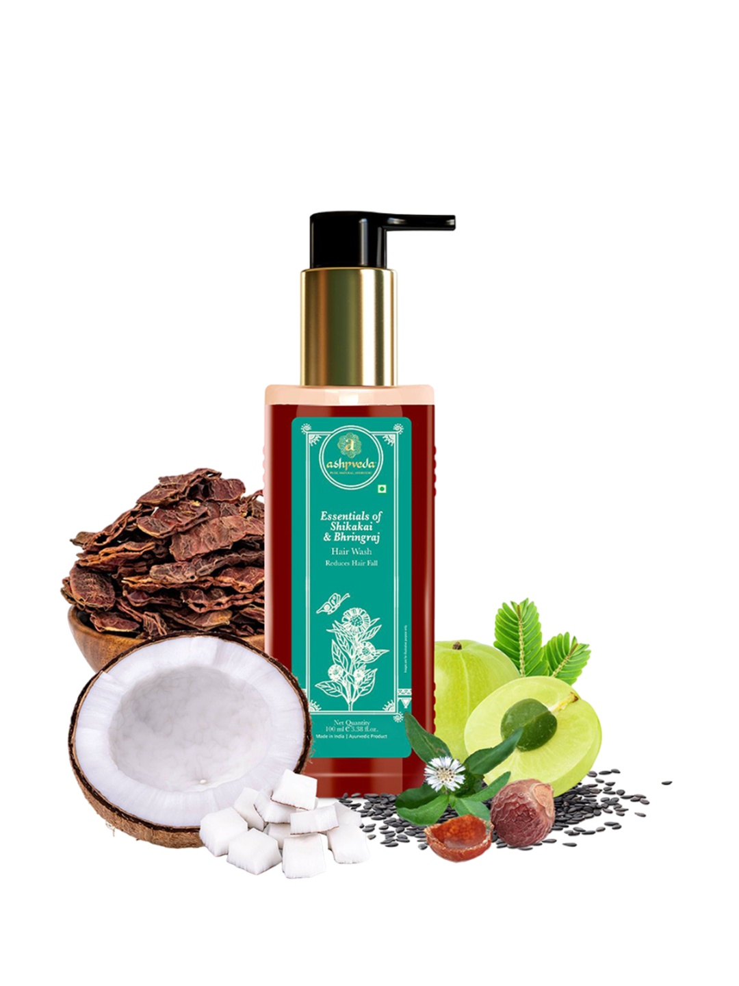 

ASHPVEDA Essentials of Shikakai & Bhringraj Hair Wash Shampoo For Hair Fall- 100 ml, Brown