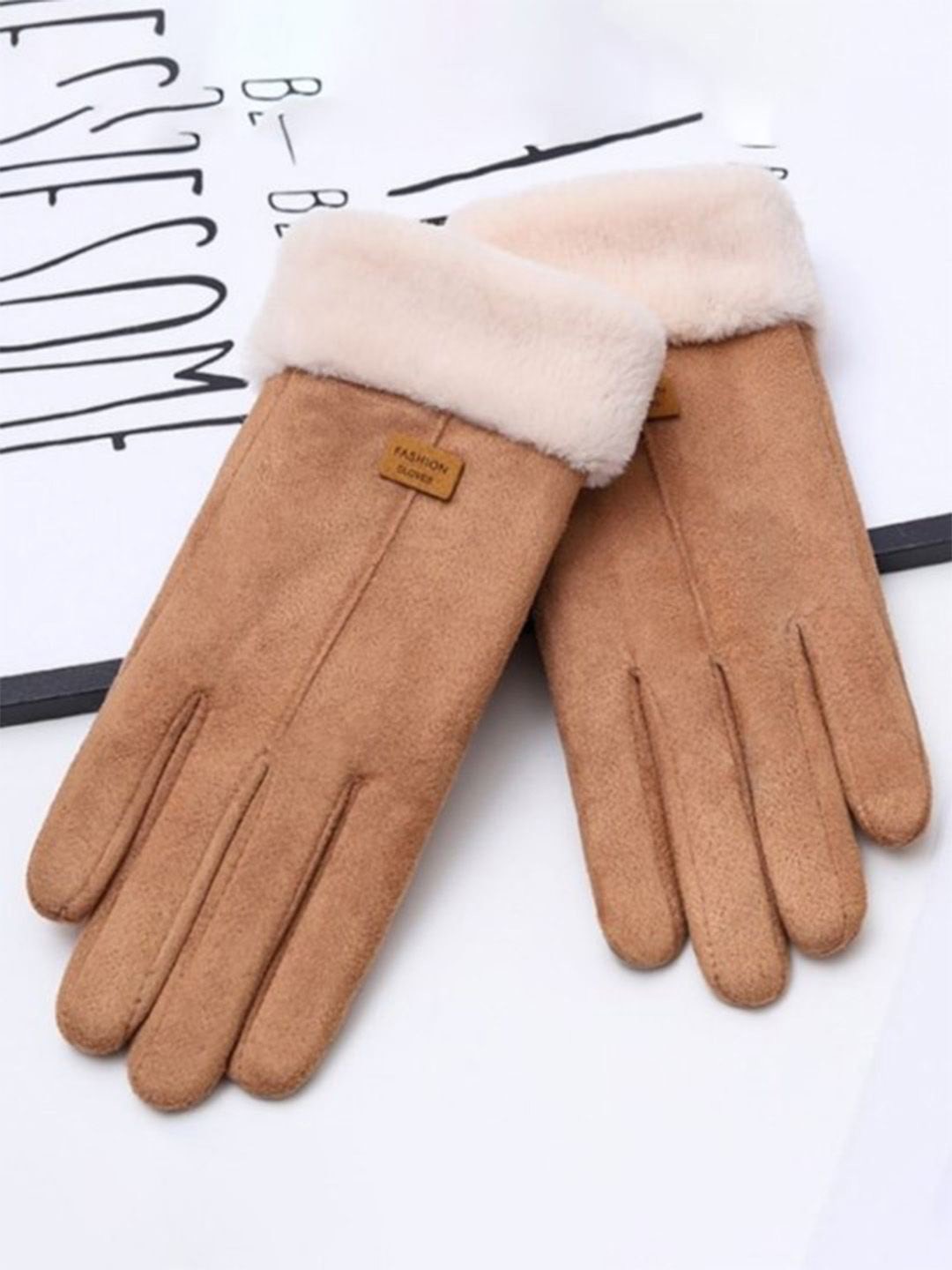 

Bold N Elegant Women Fur Winter Gloves, Brown