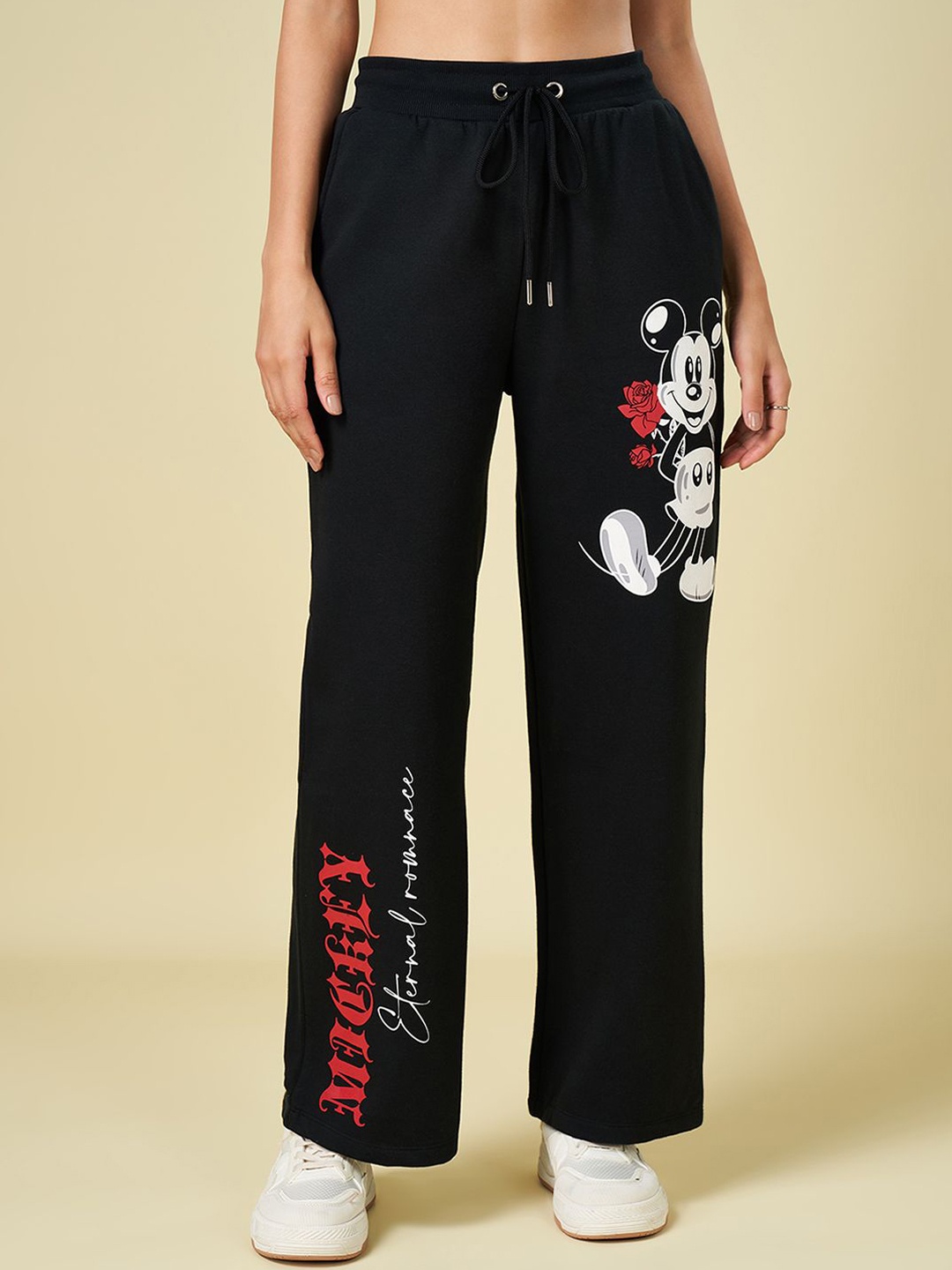 

Honey by Pantaloons Women Printed Loose Fit High-Rise Trouser, Black