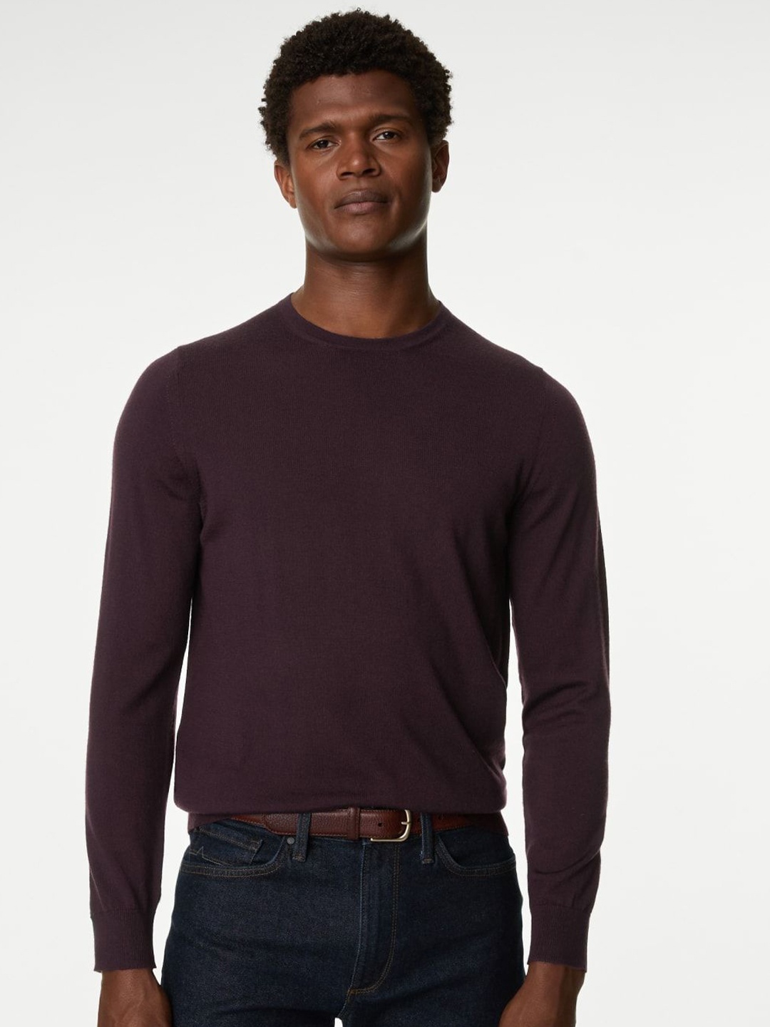 

Marks & Spencer Men Woollen Pullover Sweater, Burgundy