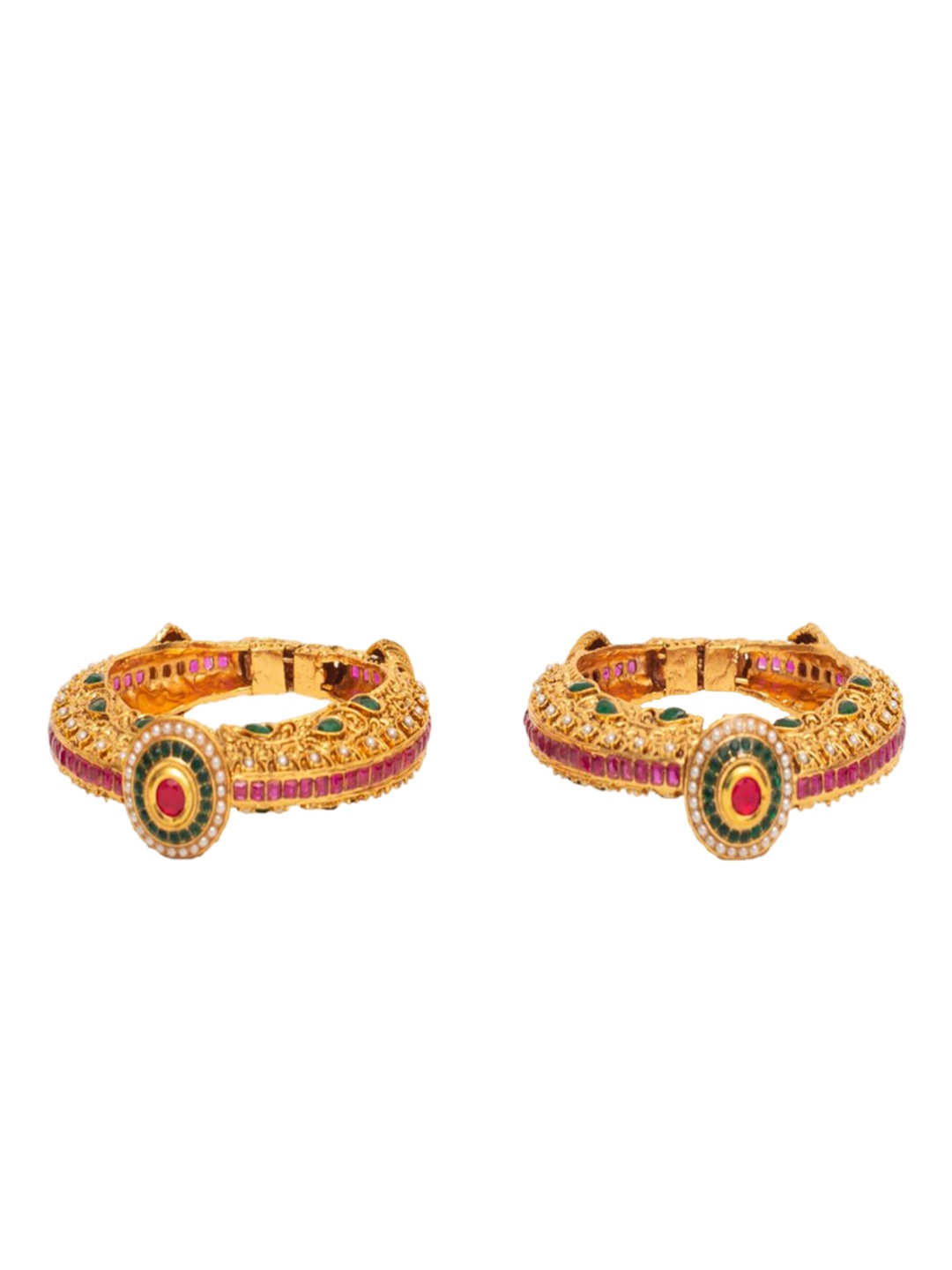 

vivinia BY VIDHI MEHRA MEHRA Set Of 2 Gold-Plated Kundan & Onyx Studded Bangles