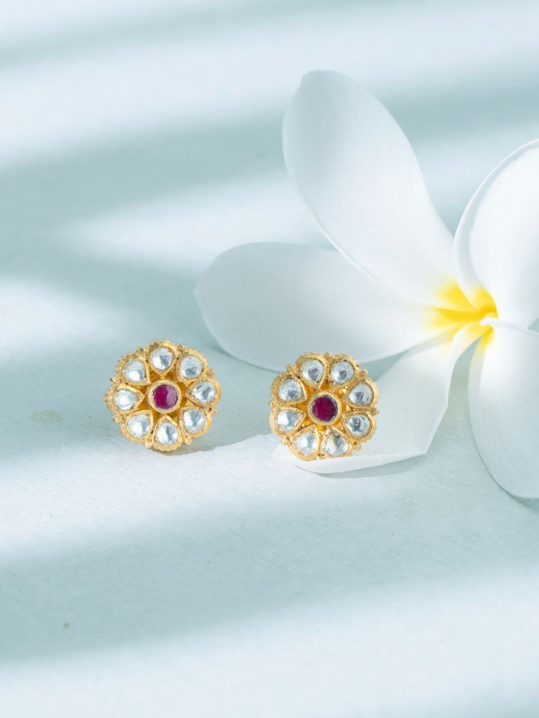 

srikala Gold-Plated Contemporary Stone Studded Enamelled Studs, Multi