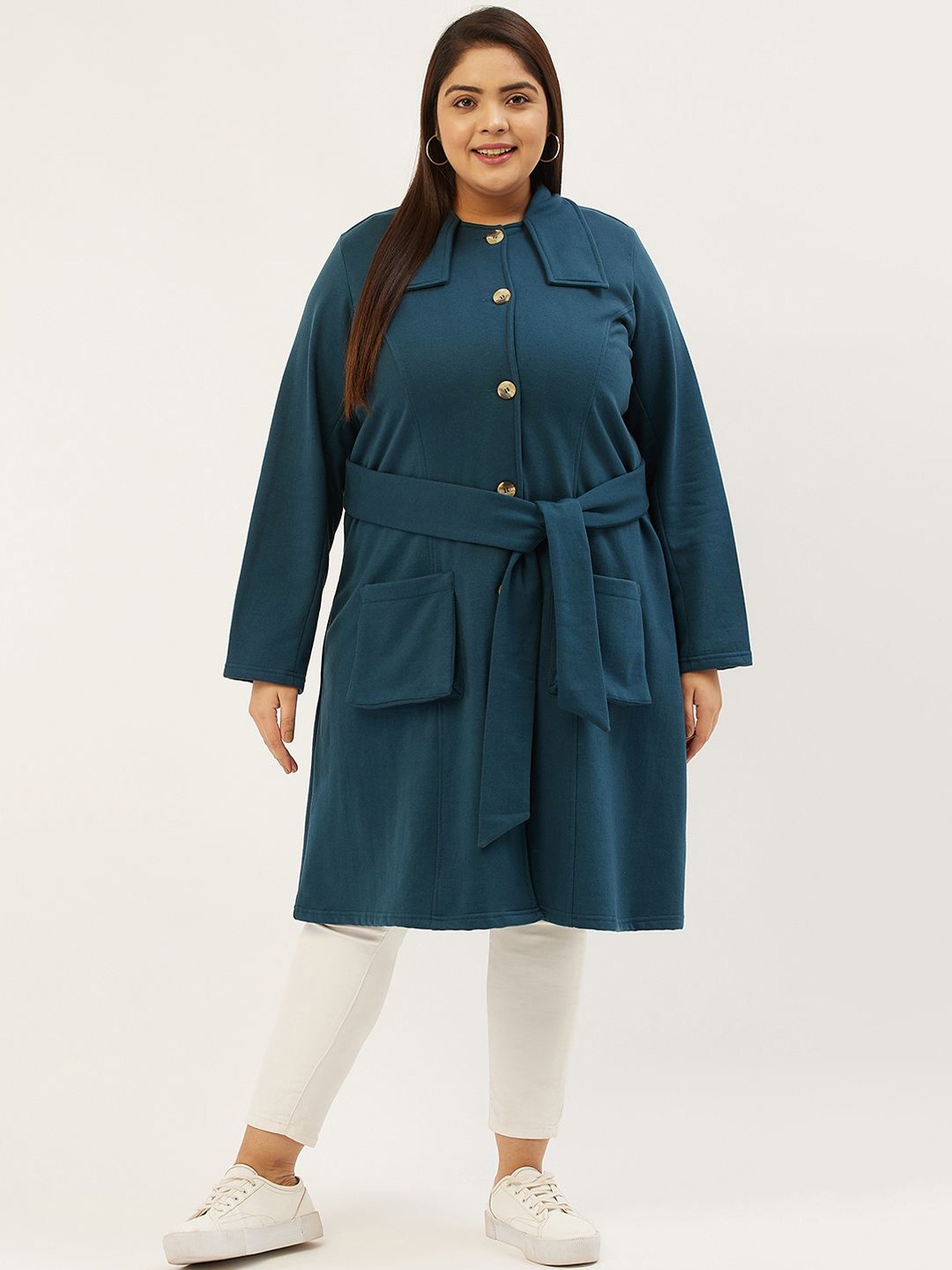

theRebelinme Women Plus Size Single-Breasted Longline Winter Overcoat, Teal