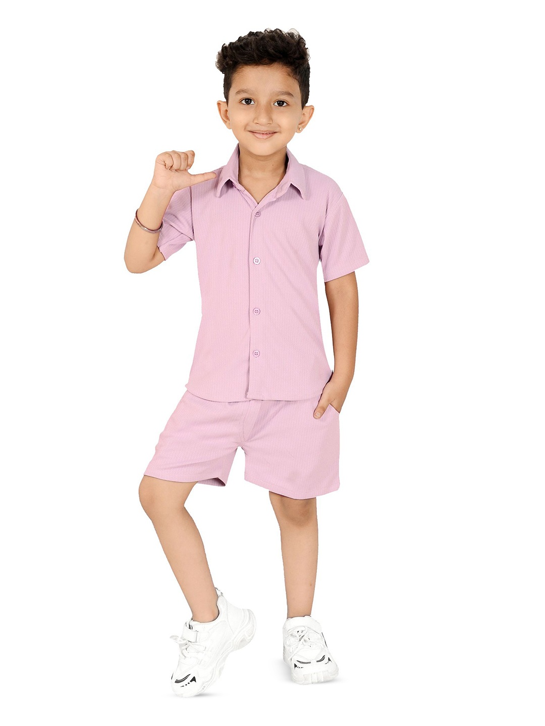 

Little Needle Boys Shirt with Shorts, Pink