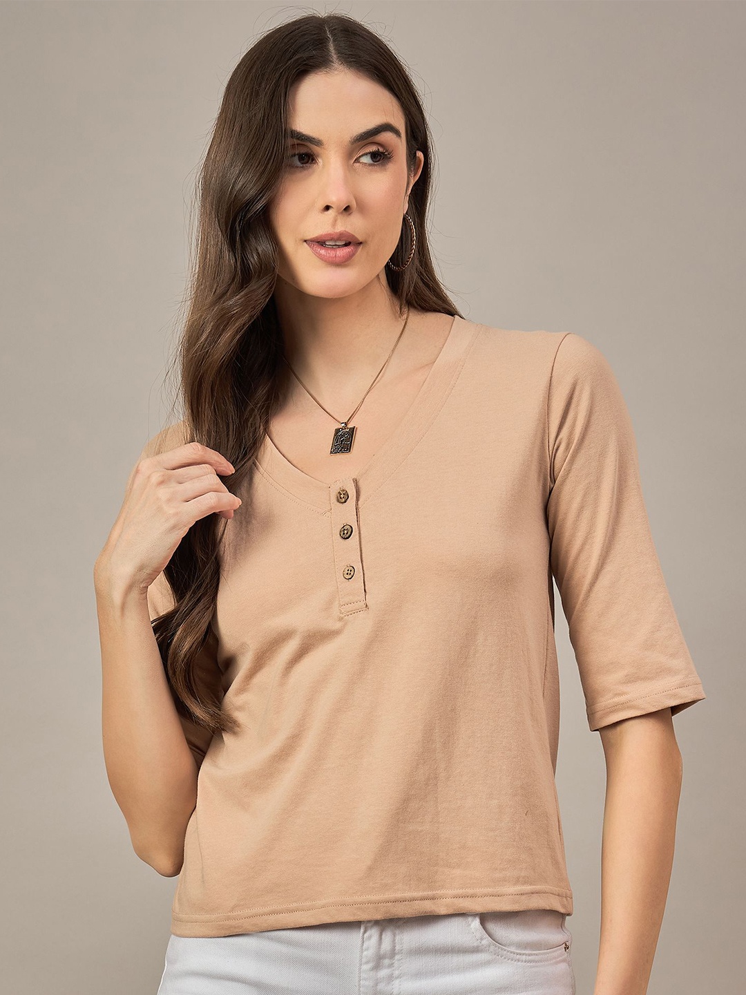 

The Roadster Lifestyle Co. Cotton T-Shirt, Beige