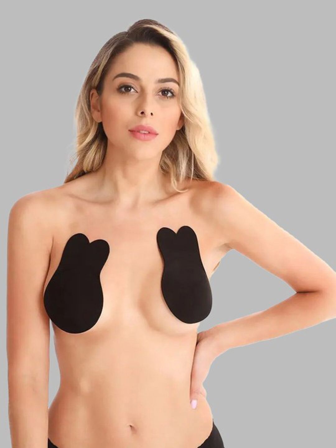 

Xivir Women Padded Reusable Pushup Breast Lift Stick-On Nipple Covers, Black