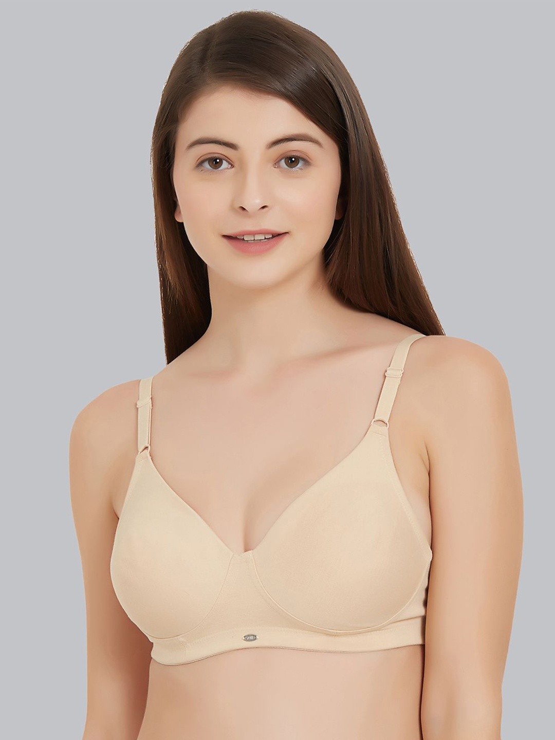 

Soie Women Cotton All Day Comfort Full Coverage Non-Wired Non Padded T-shirt Bra, Beige