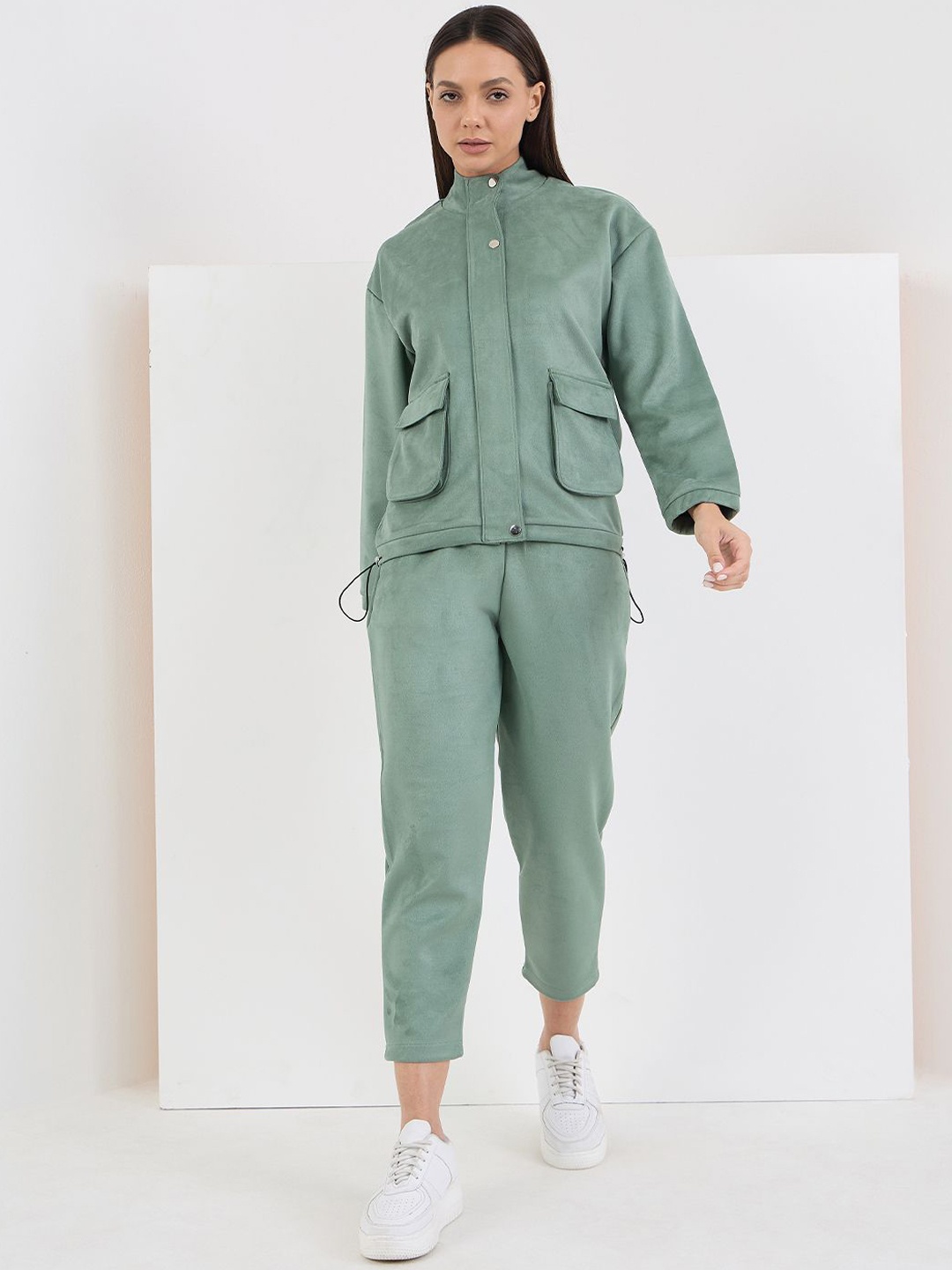 

Sweet Dreams Women Mock Collar Tracksuit, Green