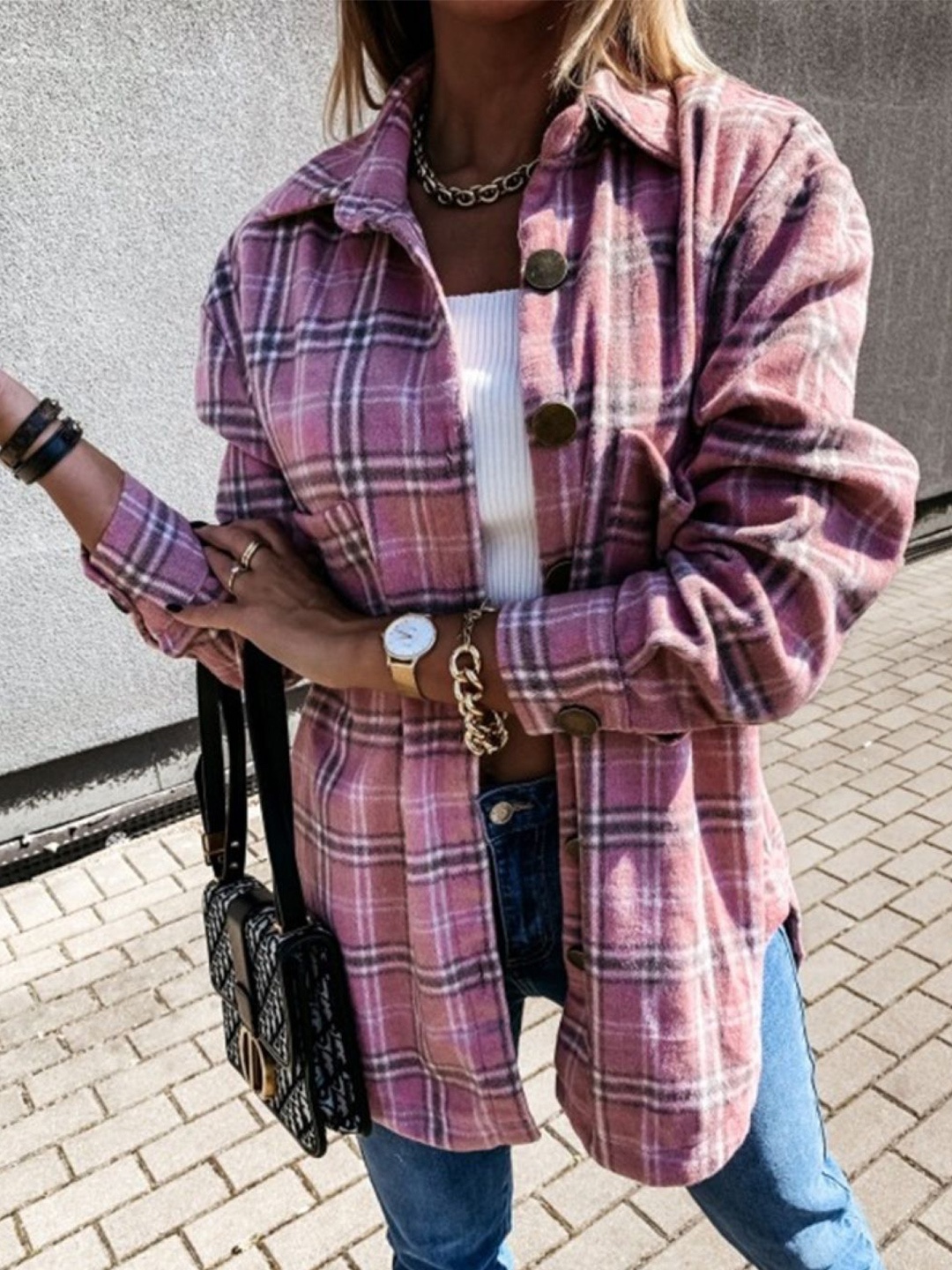 

HERE&NOW Women Original Tartan Checks Opaque Checked Casual Shirt, Pink