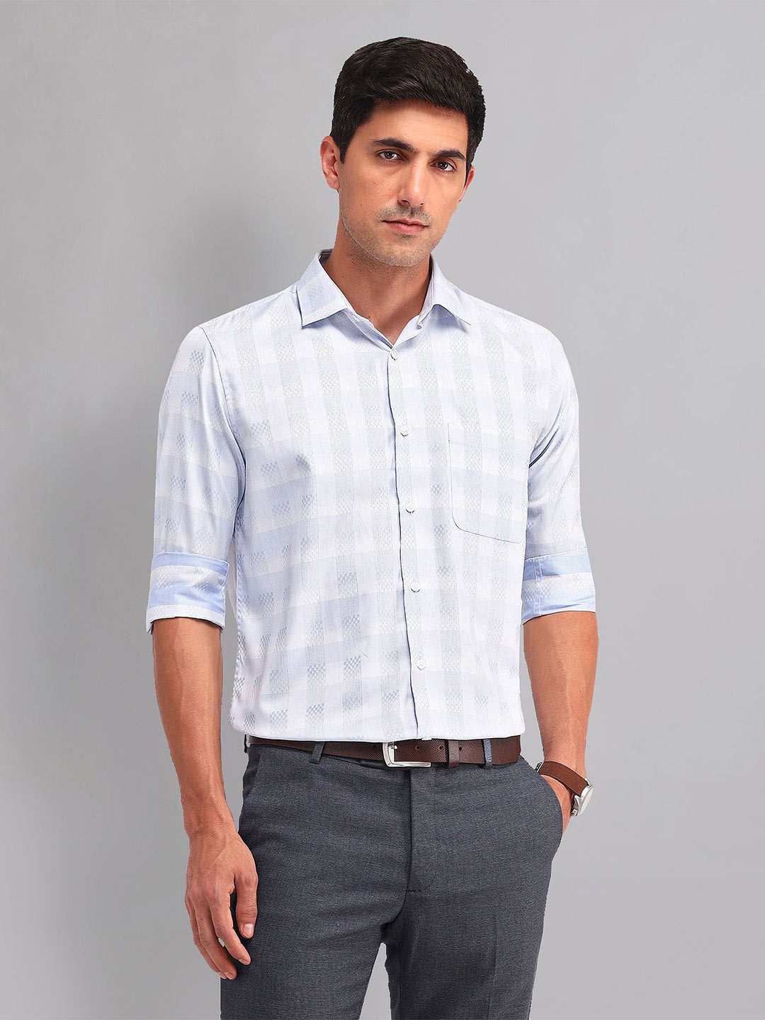 

AD By Arvind Men Opaque Checked Casual Shirt, Blue
