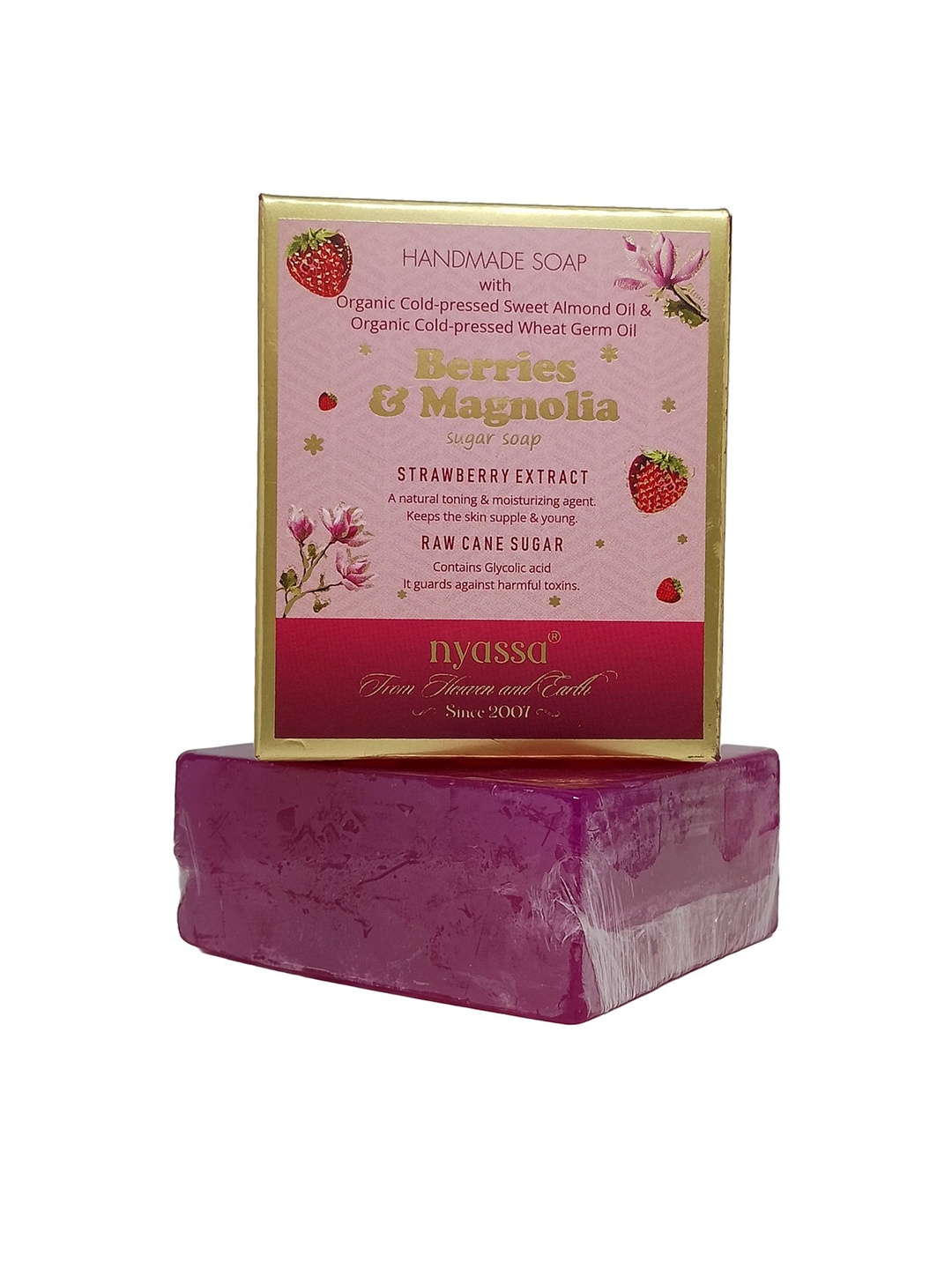 

Nyassa Berries & Magnolia Soap With Strawberry Extract & Raw Cane Sugar - 150 g, Maroon