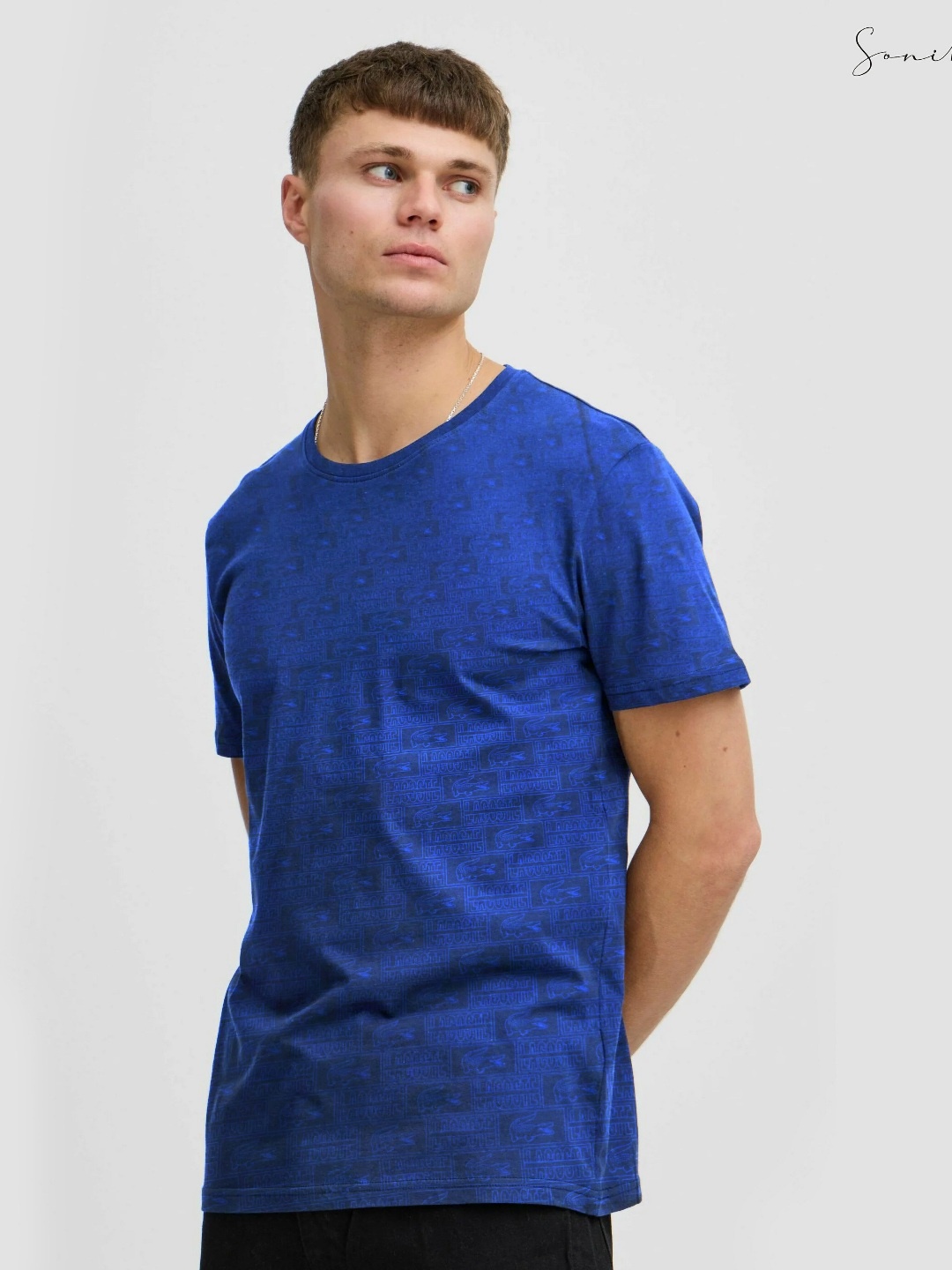 

SONIBROS Men Extended Sleeves Pockets T-shirt, Blue