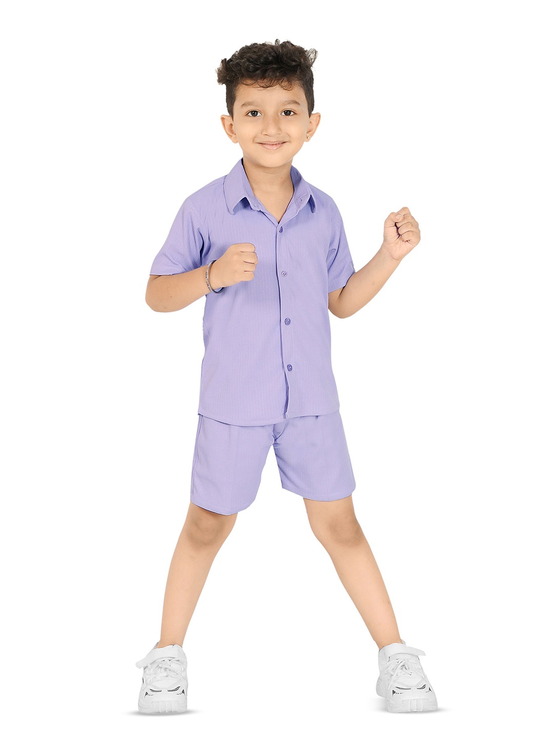 

Little Needle Boys Shirt with Shorts, Purple