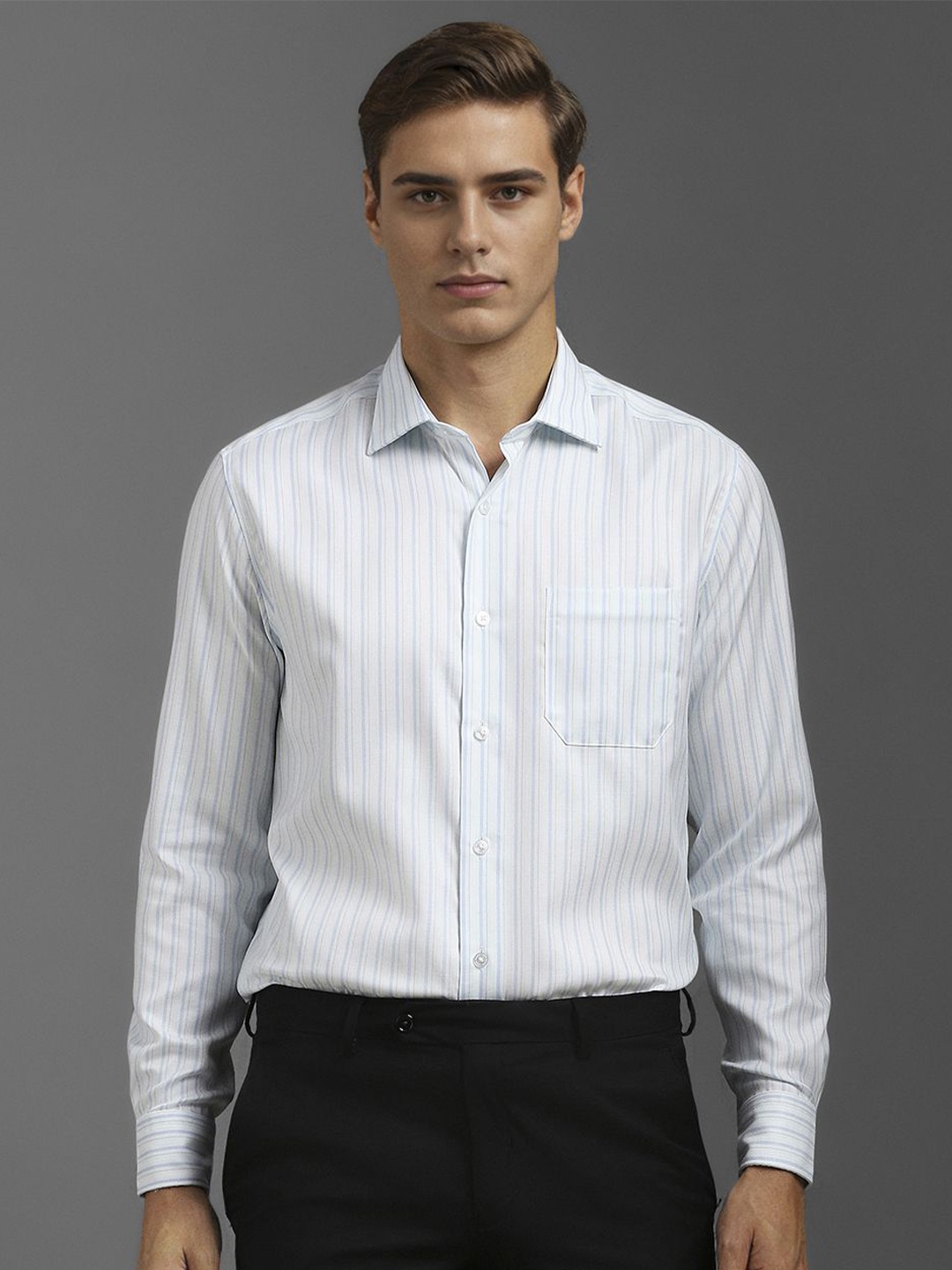 

Louis Philippe Men Classic Opaque Striped Formal Shirt, White