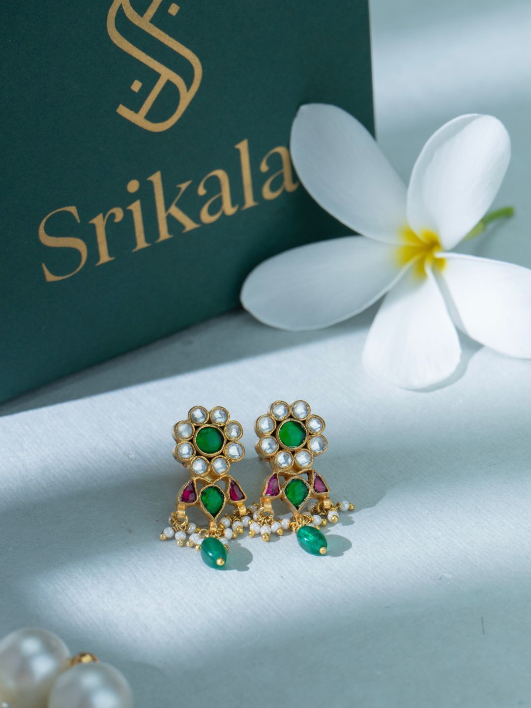 

srikala Gold-Plated Kundan Drop Earrings, Multi