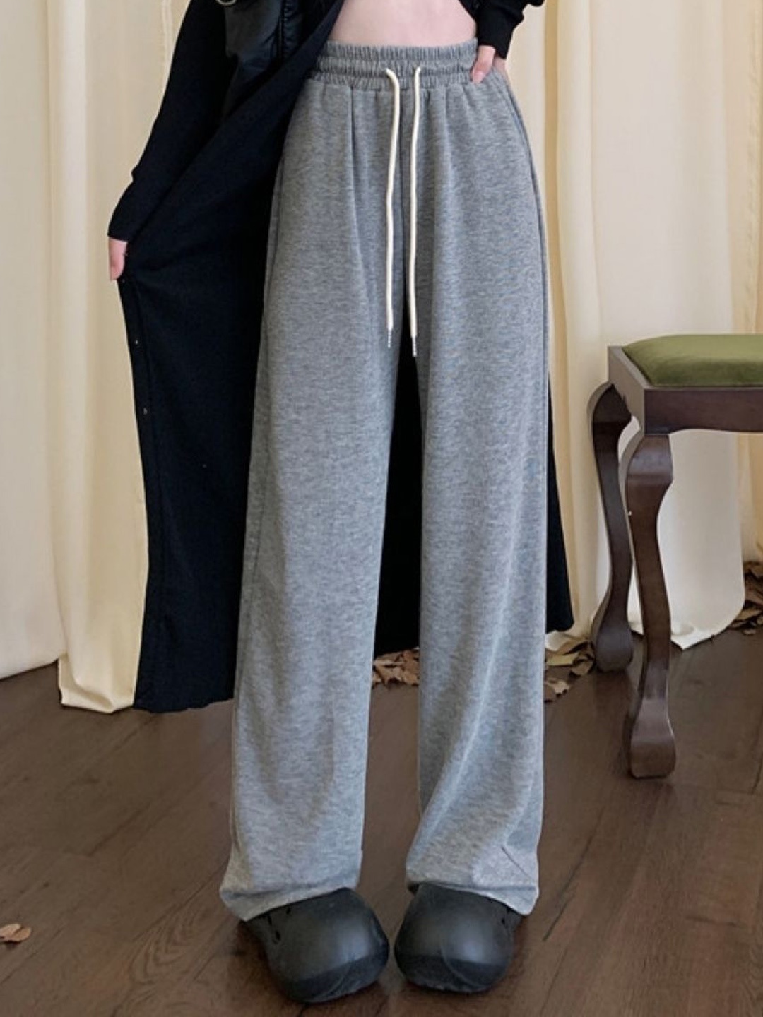 

HERE&NOW Women Relaxed Loose Fit Trousers, Grey