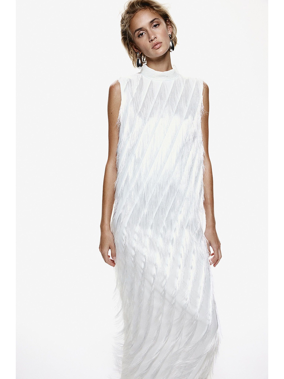 

H&M Women Fringed Dress, White