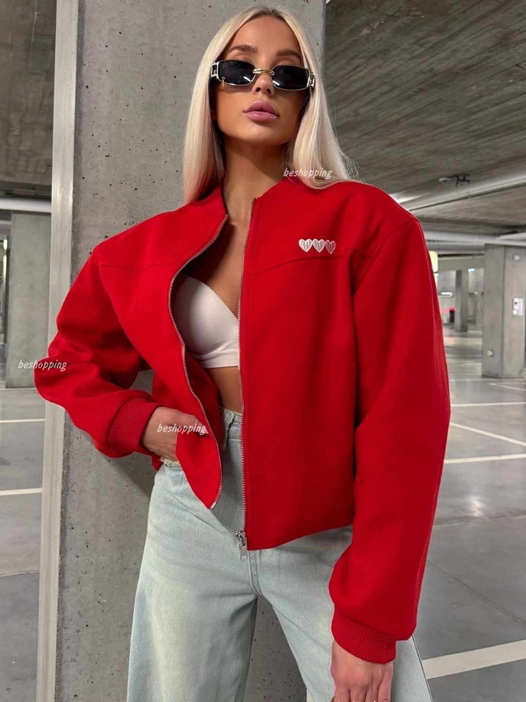 

HERE&NOW Women Open Front Jacket, Red