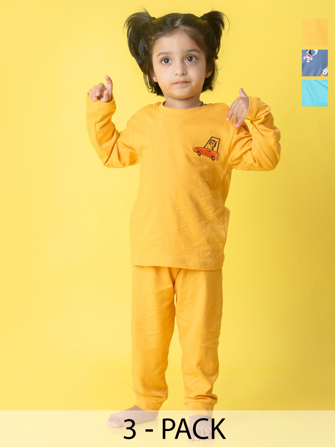 

Orange Sugar Kids Pack Of 3 Printed Pure Cotton Night Suits