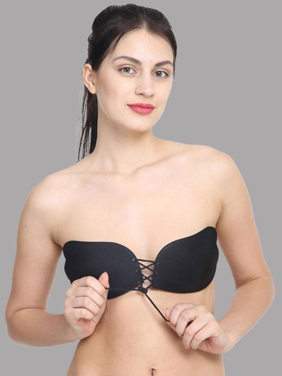 

Softwrap Half Coverage Strapless Lightly Padded Push up Bra, Black