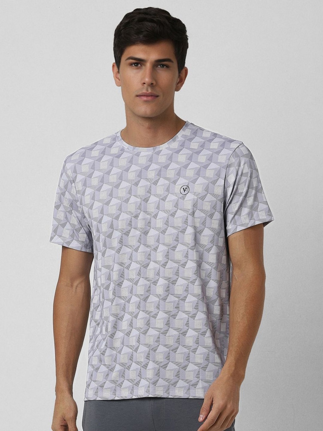 

Van Heusen Flex Men Printed Slim Fit T-shirt, Grey
