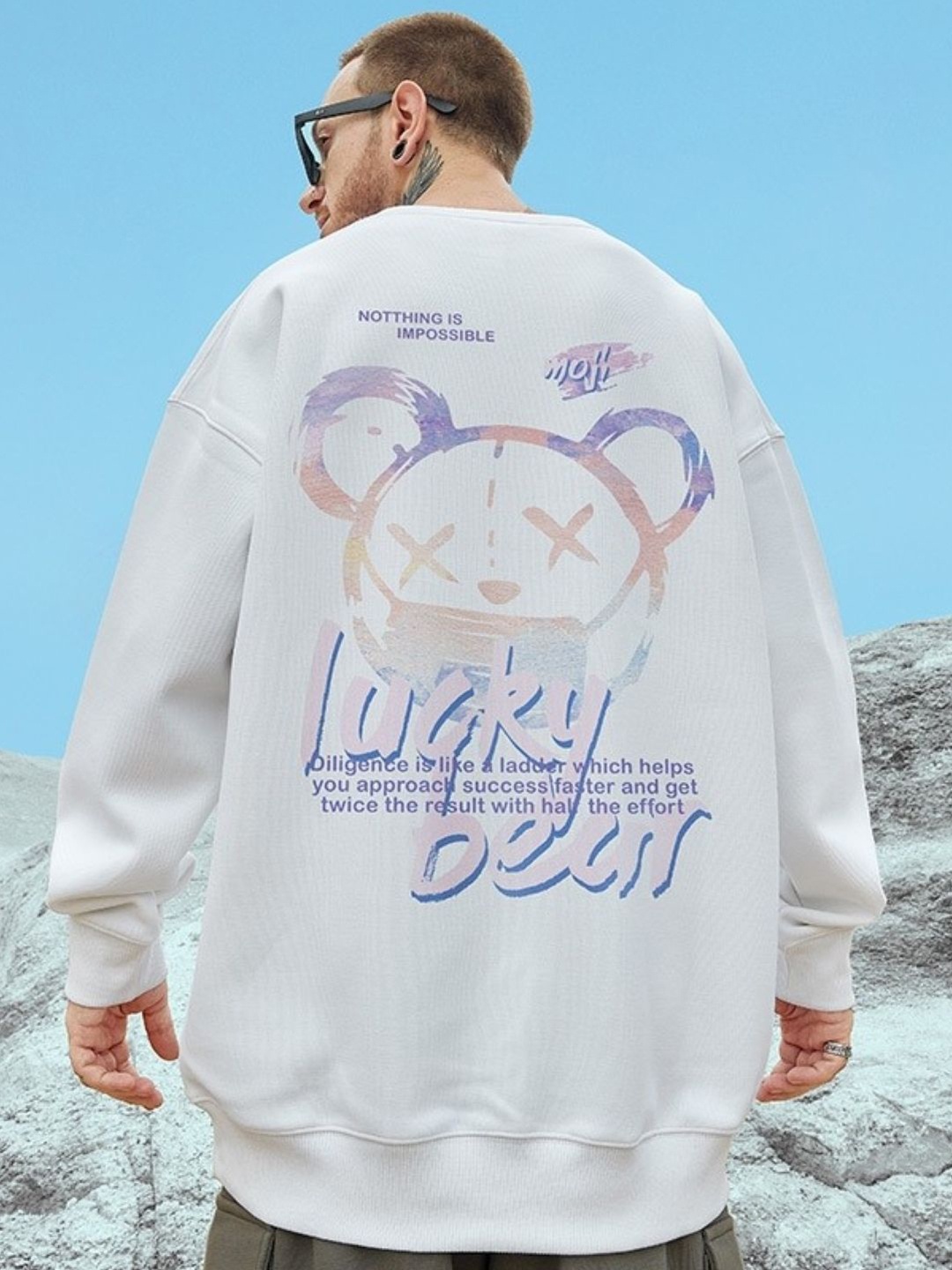 

KPOP Men Printed Sweatshirt, White