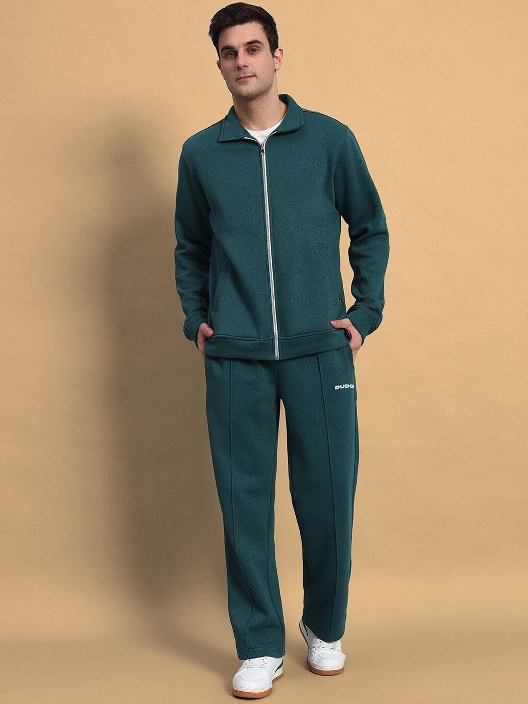 

WEARDUDS Polo Collar Long Sleeves Sweatshirt With Trouser, Green