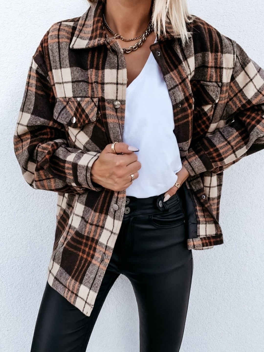 

HERE&NOW Women Original Tartan Checks Opaque Checked Casual Shirt, Brown