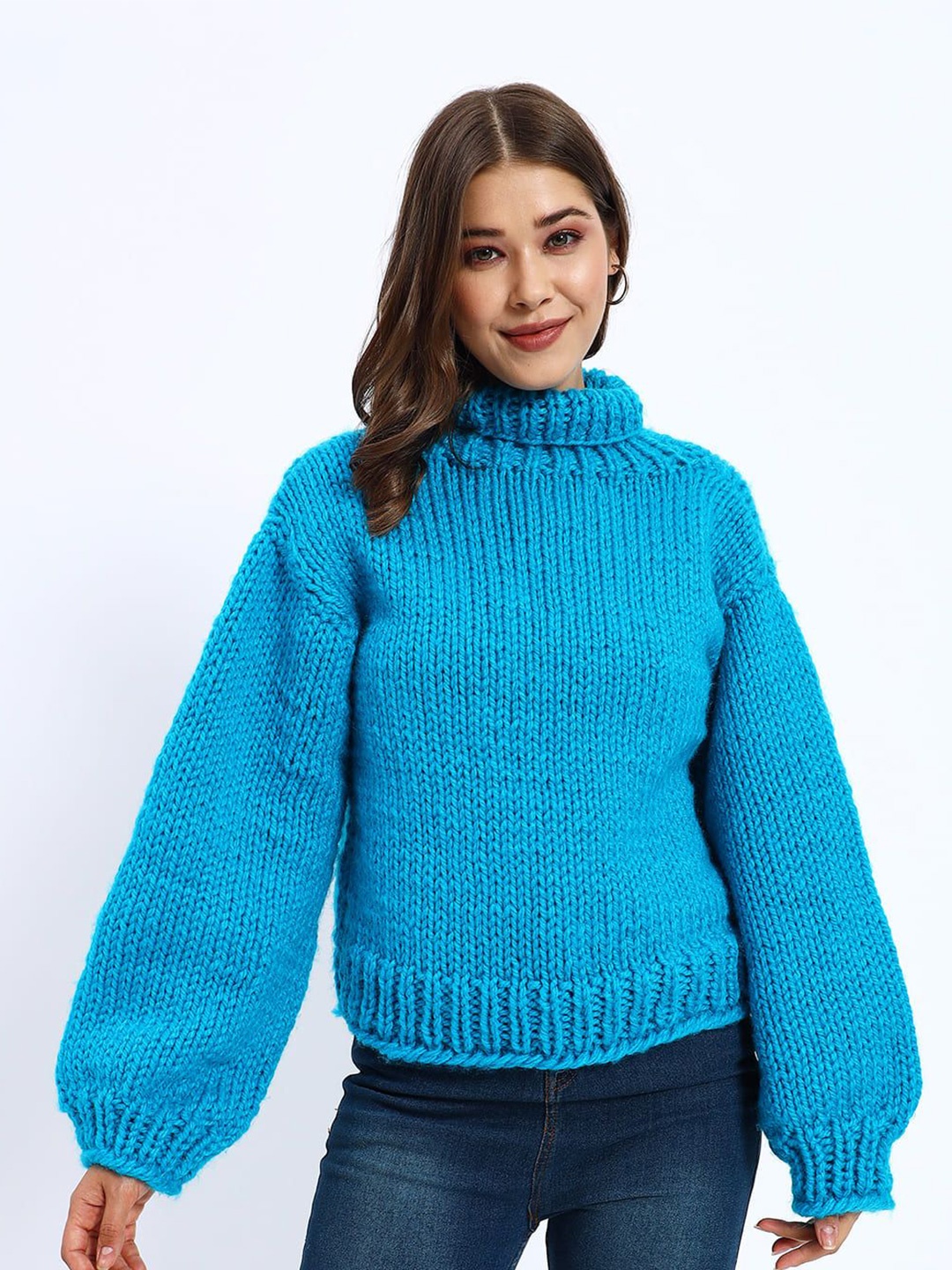 

Sugercandy Women Woollen Pullover Sweater, Blue