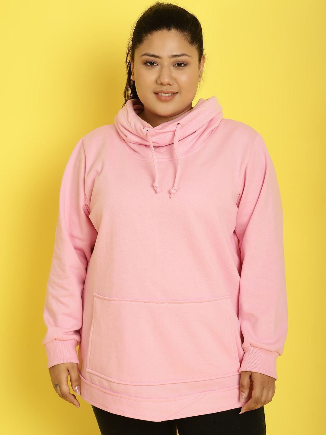 

theRebelinme Women Plus Size Hooded Pullover Sweatshirt, Pink